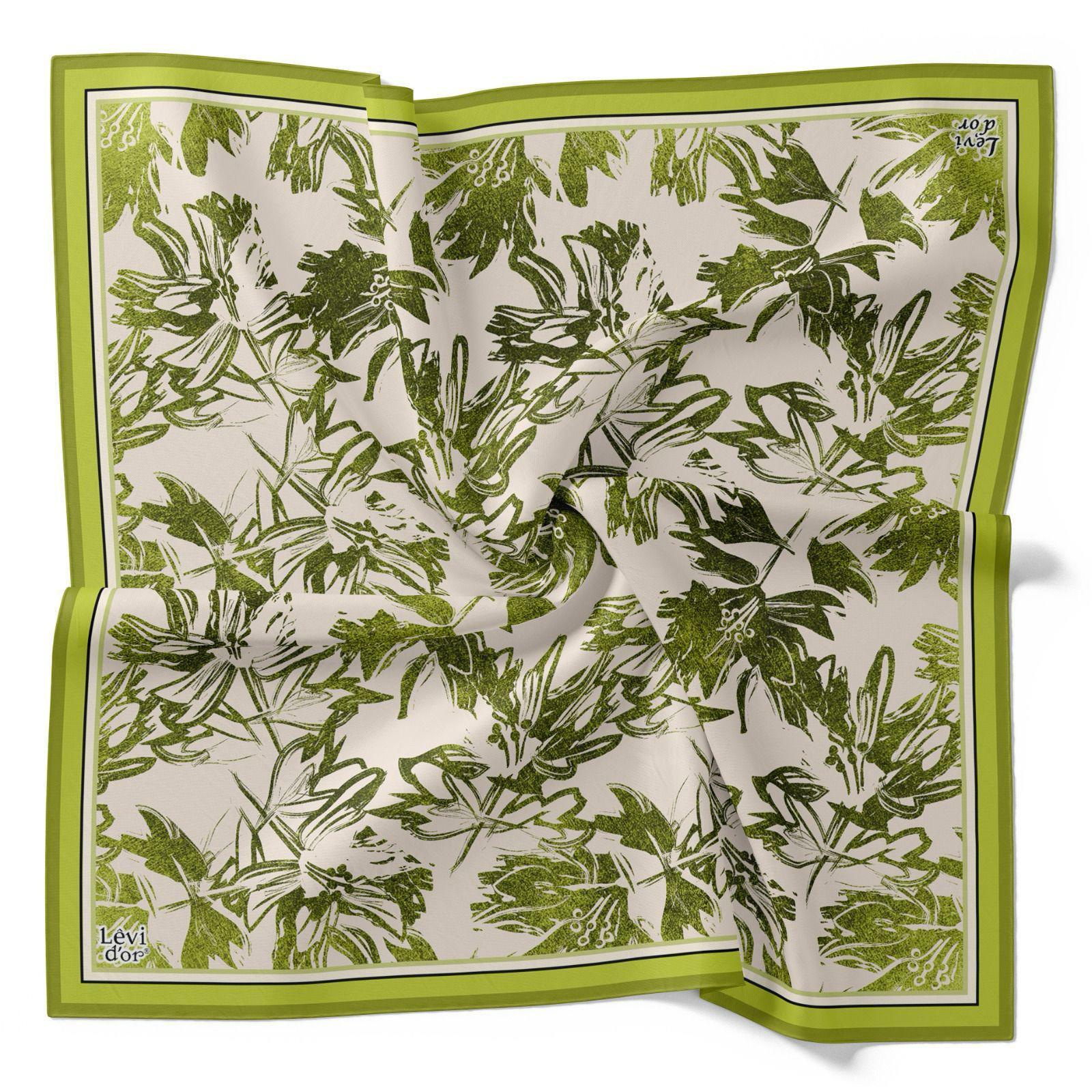 Levidor Tivil İpek Eşarp 4091-13 Yeşil Karışık Desen