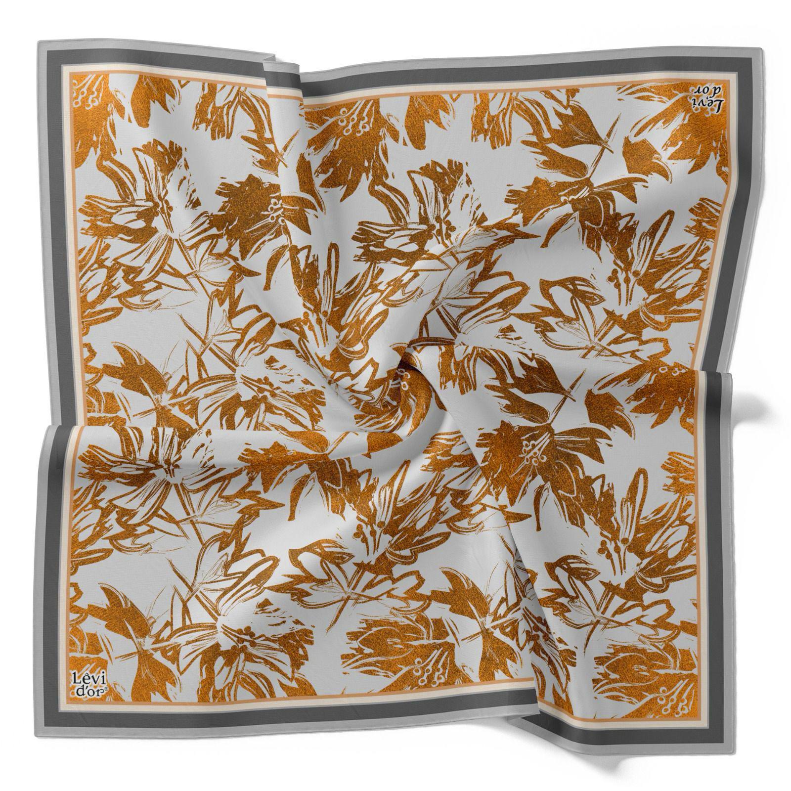 Levidor Tivil İpek Eşarp 4091-14 Turuncu Karışık Desen