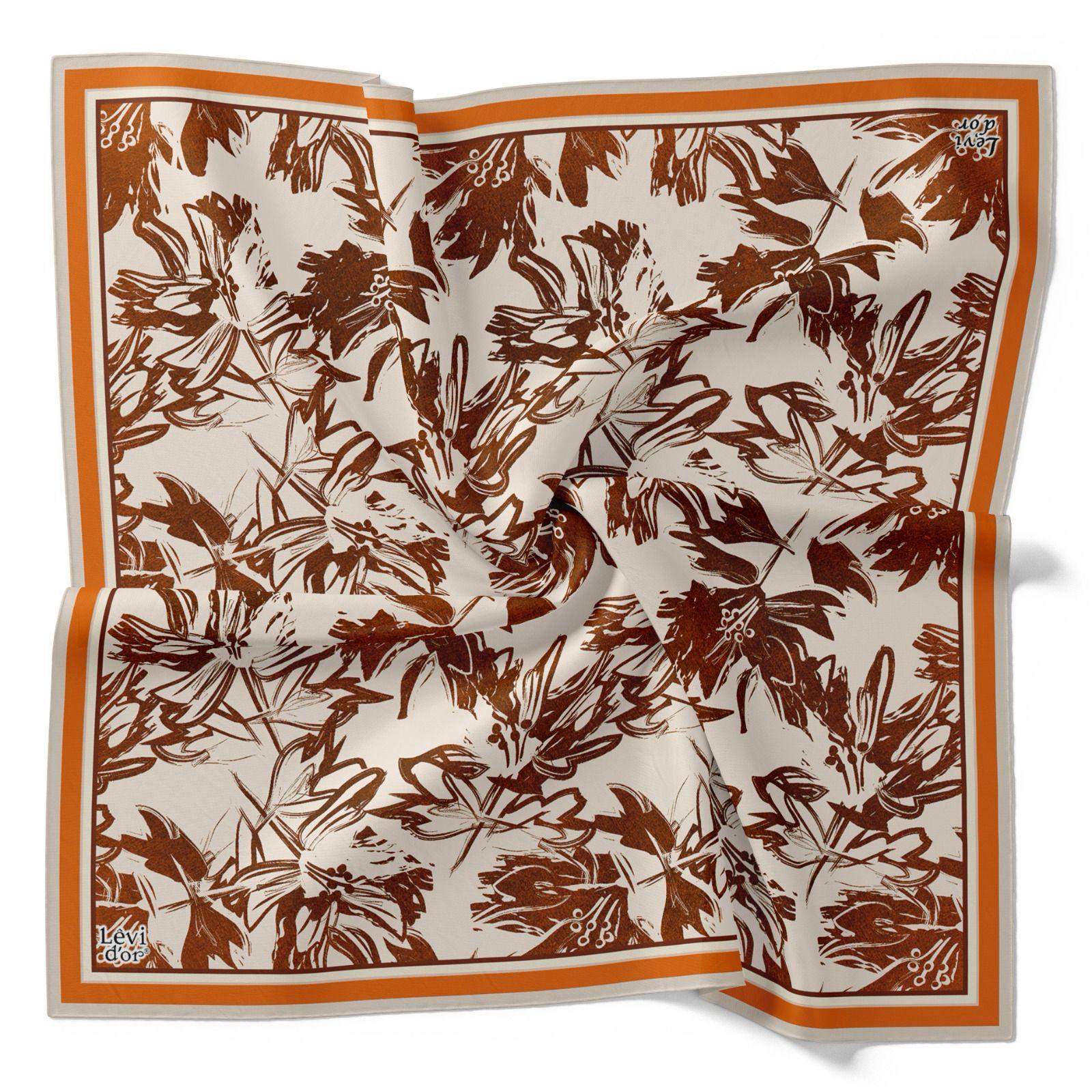 Levidor Tivil İpek Eşarp 4091-7 Turuncu Karışık Desen