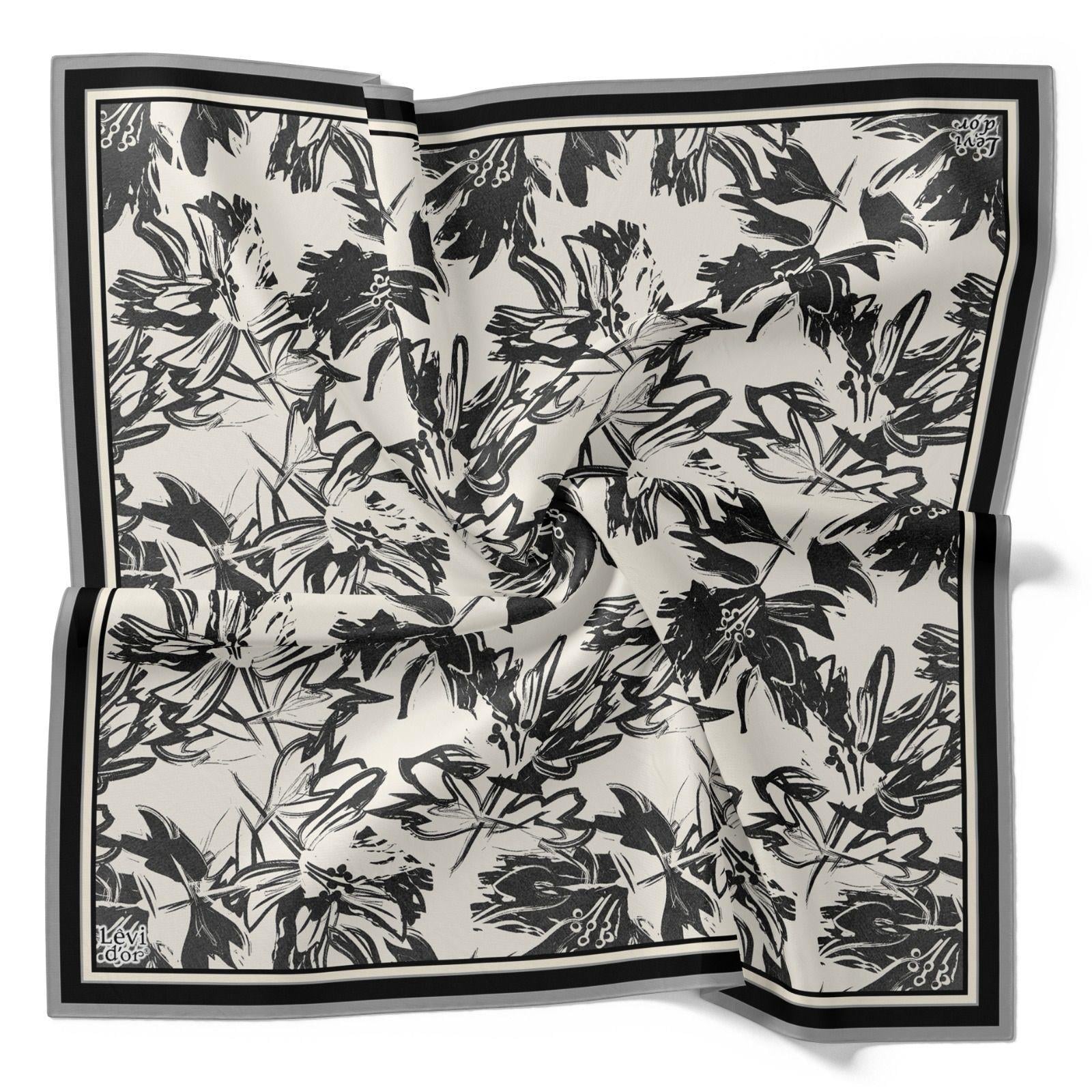 Levidor Tivil İpek Eşarp 4091-9 Siyah Karışık Desen