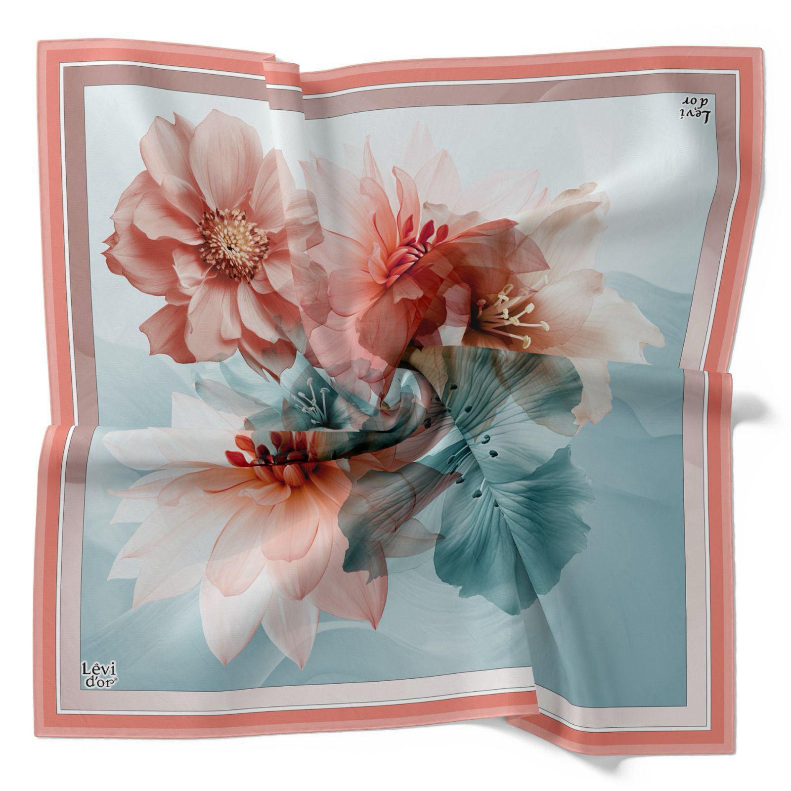 Levidor Tivil İpek Eşarp 4093-2 Pembe Karışık Desen