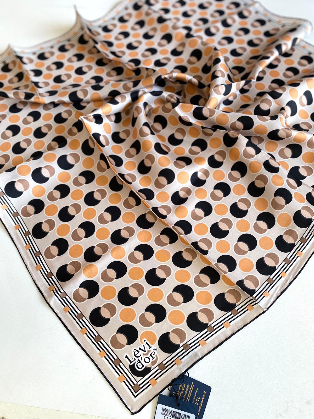 Levidor Tivil İpek Eşarp 4094-5 Krem Karışık Desen