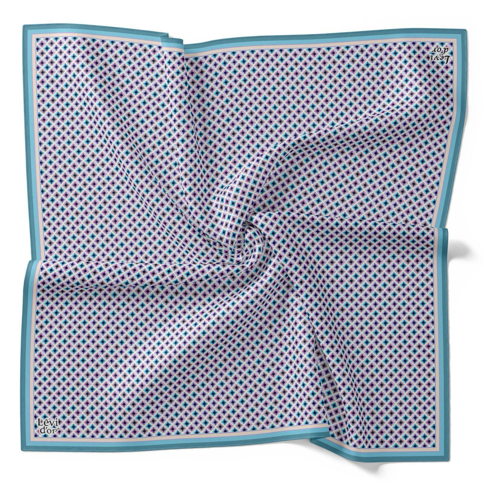 Levidor Tivil İpek Eşarp 4100-2 Mavi Karışık Desen