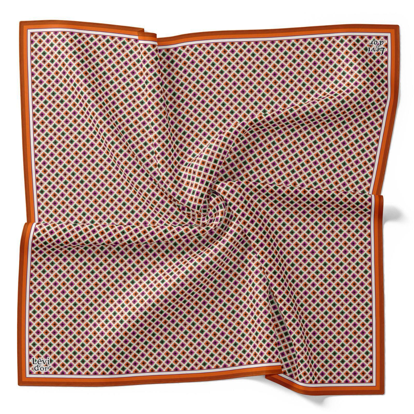 Levidor Tivil İpek Eşarp 4100-8 Turuncu Karışık Desen