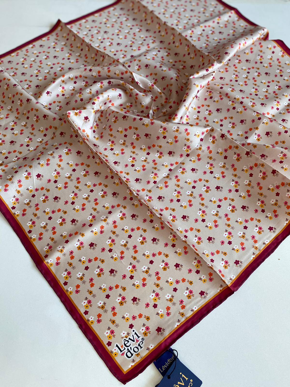 Levidor Tivil İpek Eşarp 4110-1 Pembe Karışık Desen