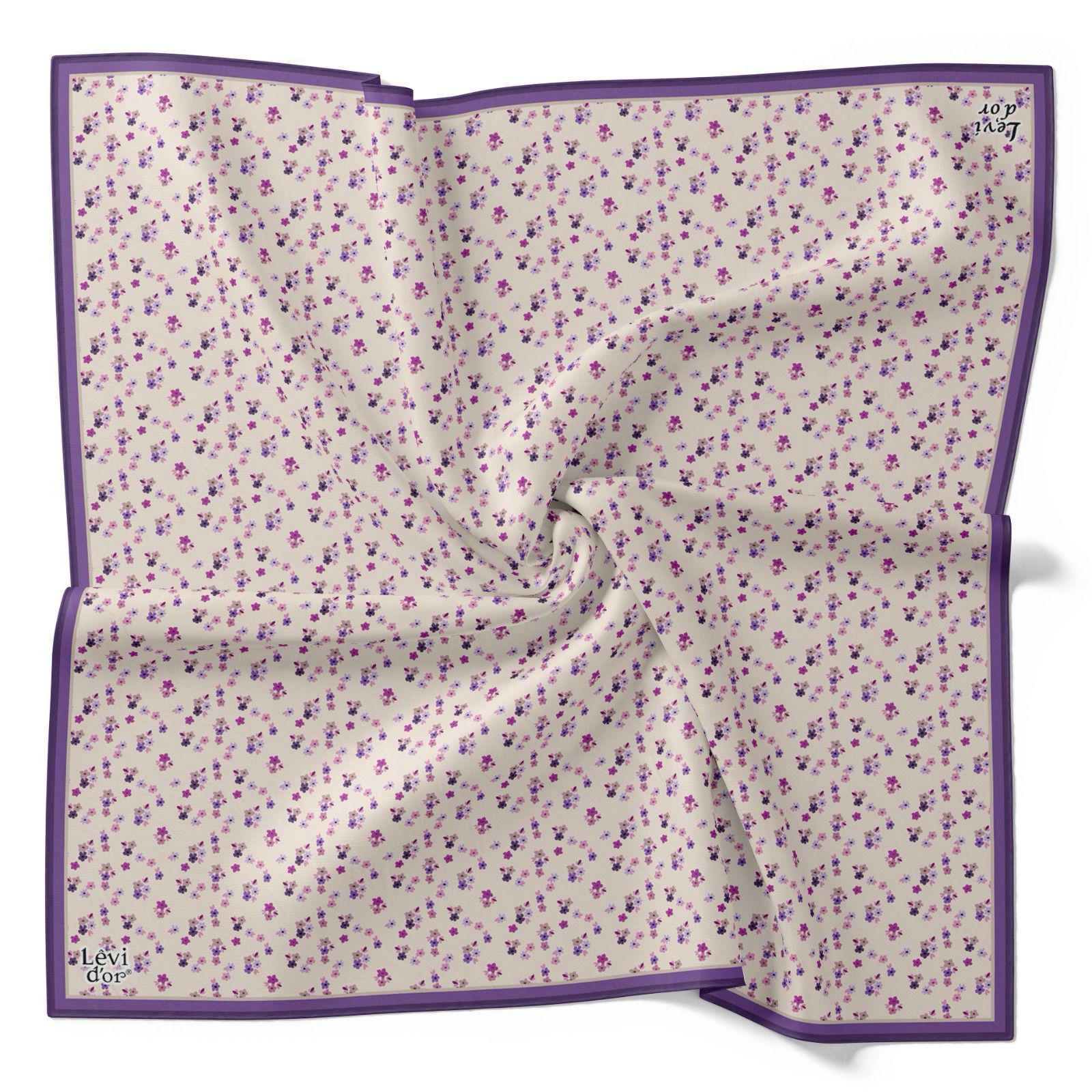 Levidor Tivil İpek Eşarp 4110-13 Mor Karışık Desen