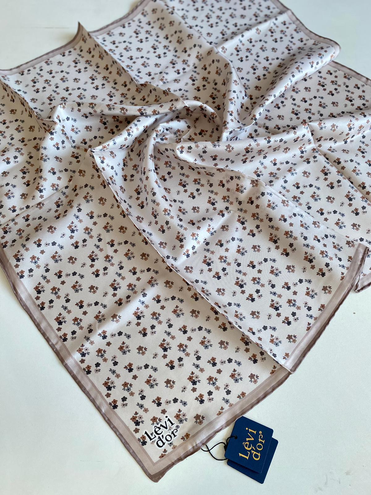 Levidor Tivil İpek Eşarp 4110-4 Pudra Karışık Desen