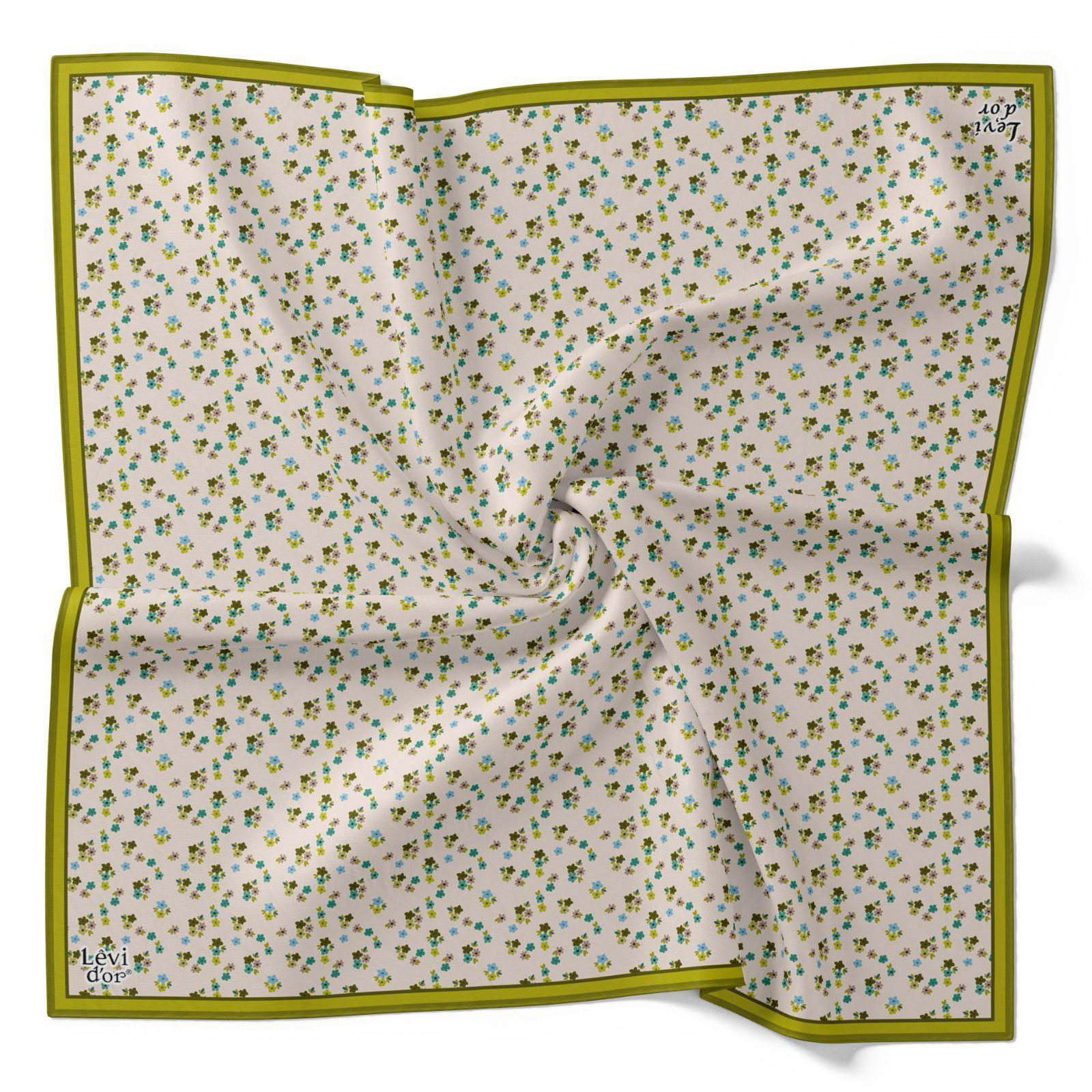 Levidor Tivil İpek Eşarp 4110-9 Yeşil Karışık Desen