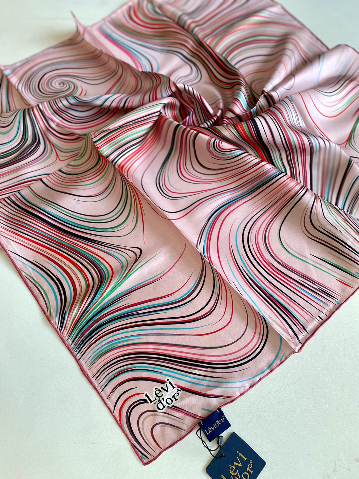 Levidor Tivil İpek Eşarp 4111-2 Pembe Karışık Desen