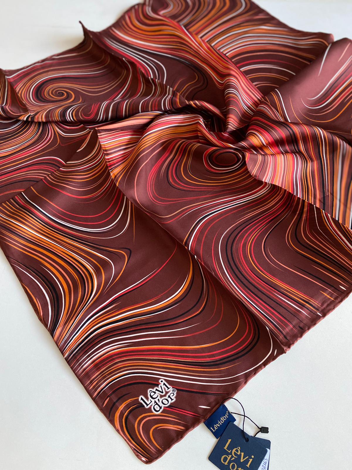 Levidor Tivil İpek Eşarp 4111-3 Bordo Karışık Desen