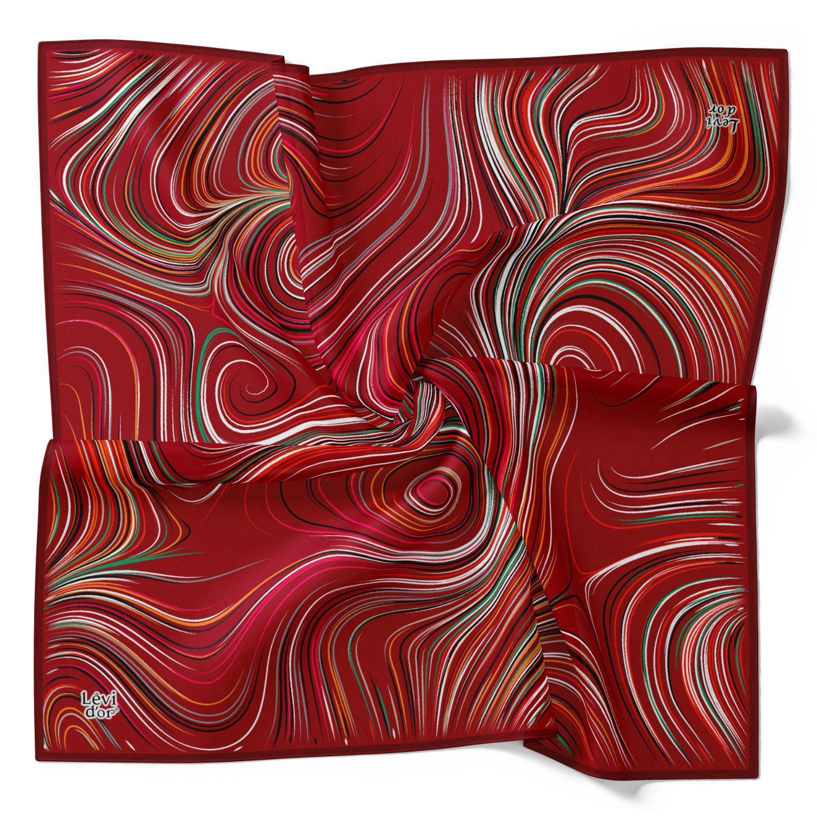 Levidor Tivil İpek Eşarp 4111-6 Kırmızı Karışık Desen