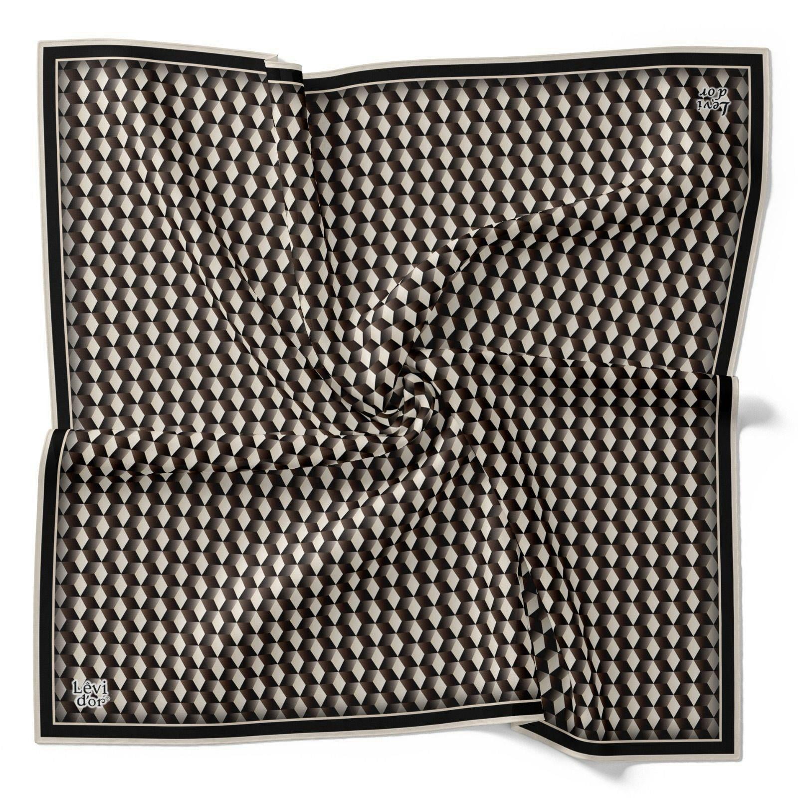 Levidor Tivil İpek Eşarp 4116-2 Siyah Karışık Desen