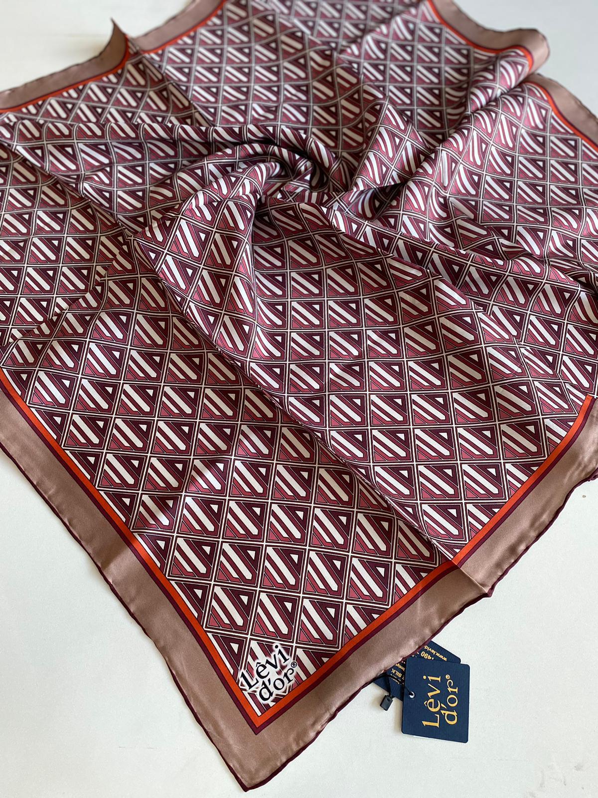 Levidor Tivil İpek Eşarp 4119-10 Pembe Karışık Desen