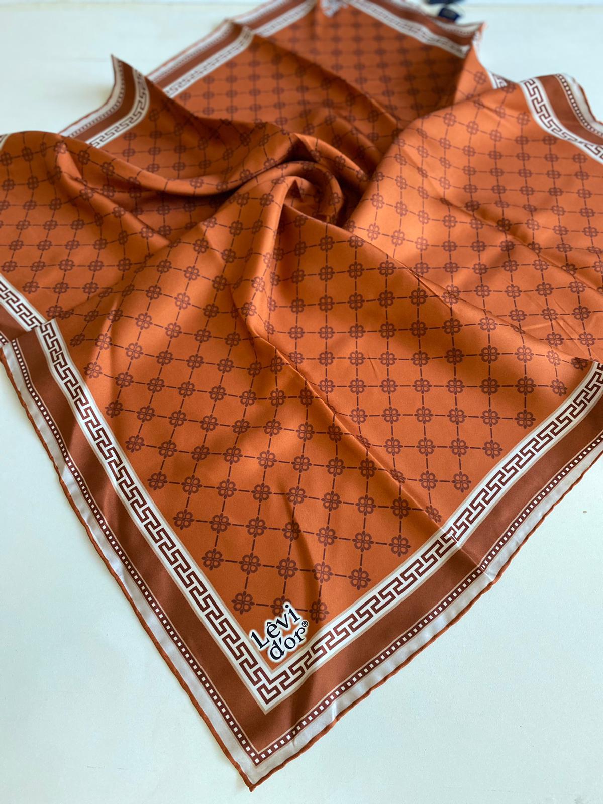 Levidor Tivil İpek Eşarp 4159-4 Turuncu Karışık Desen