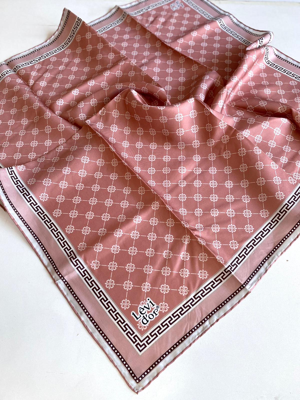 Levidor Tivil İpek Eşarp 4159-6 Pembe Karışık Desen