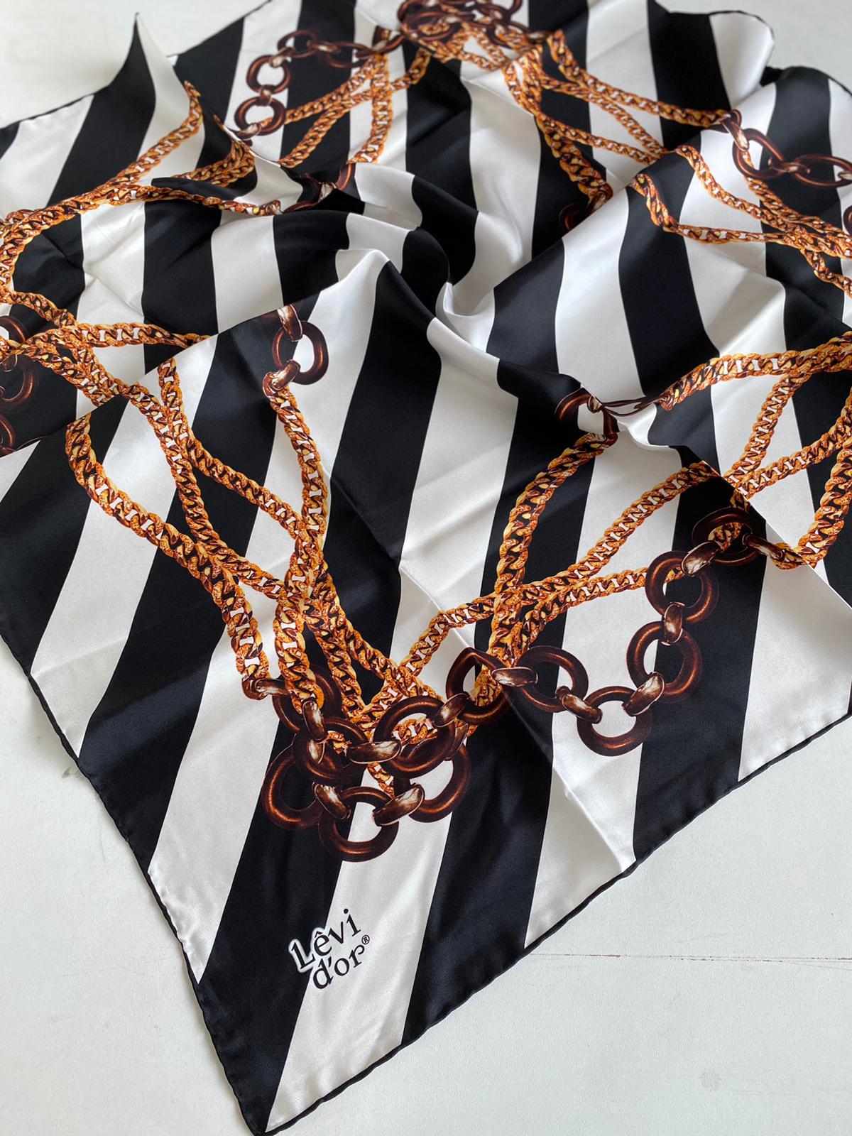 Levidor Tivil İpek Eşarp 43968 Siyah Karışık Desen