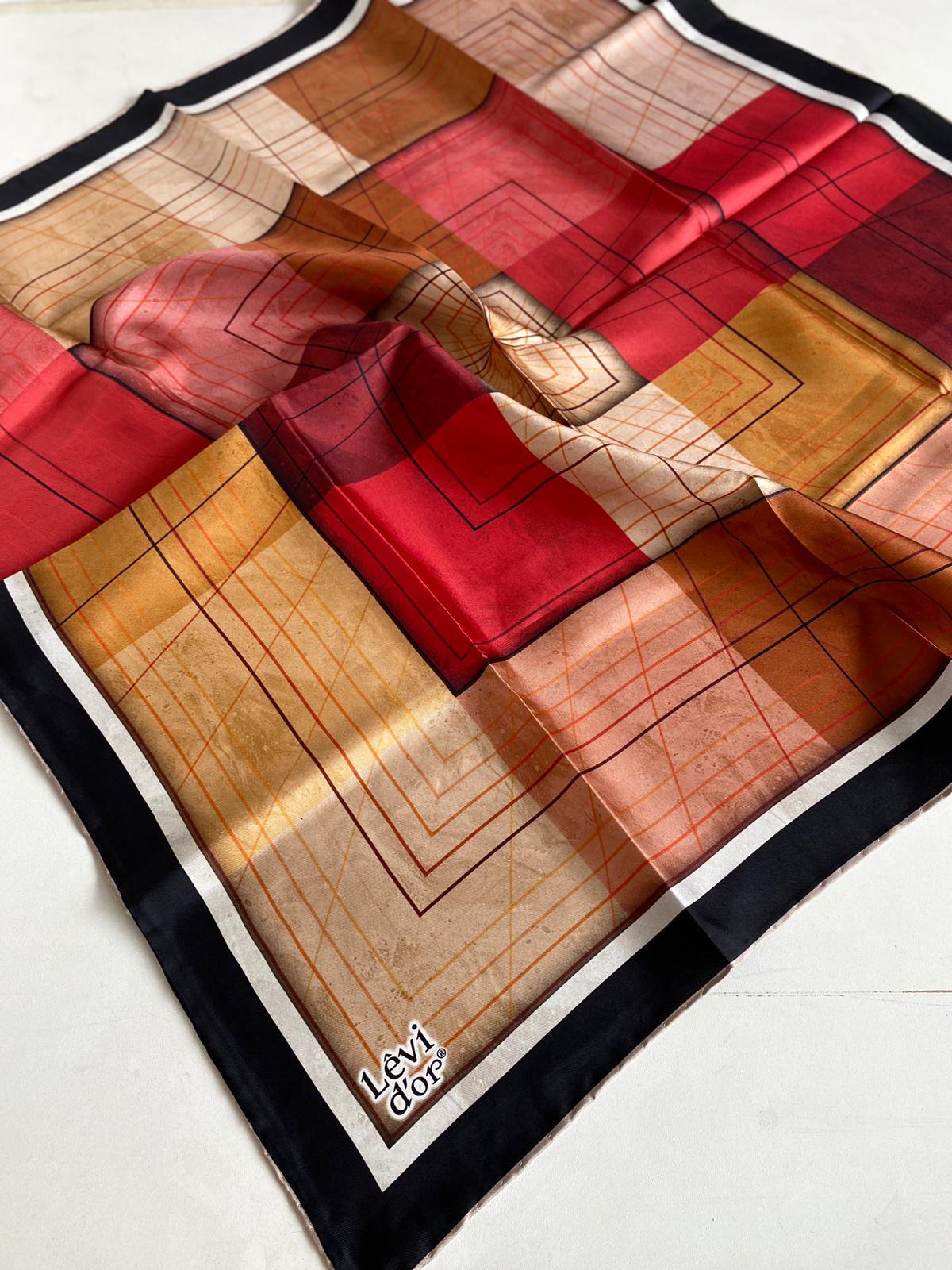 Levidor Tivil İpek Eşarp 43971 Siyah Karışık Desen