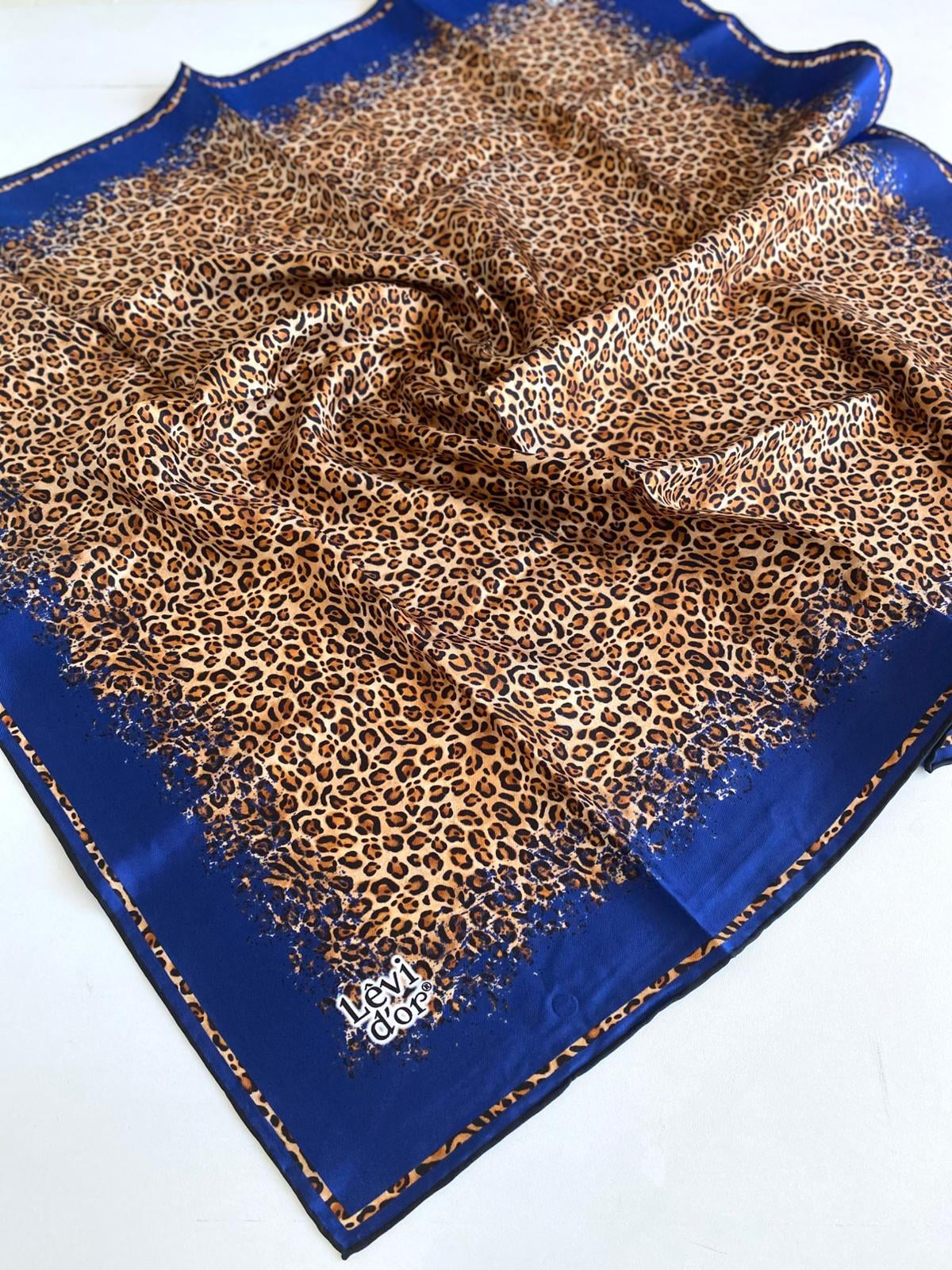 Levidor Tivil İpek Eşarp 46868 Saks Mavisi  Karışık Desen