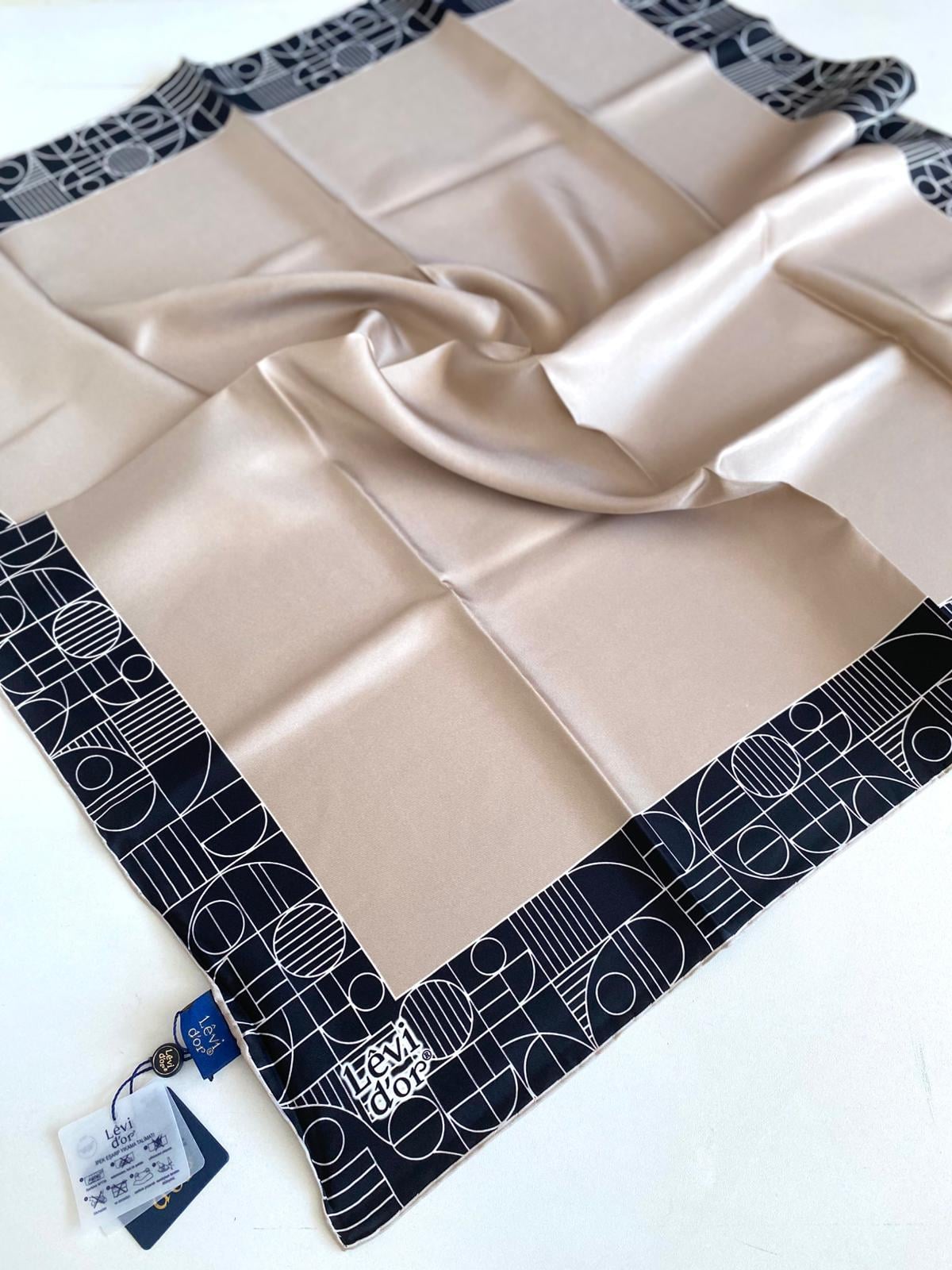 Levidor Silk Twill Scarf 46892 Mink Mixed Pattern