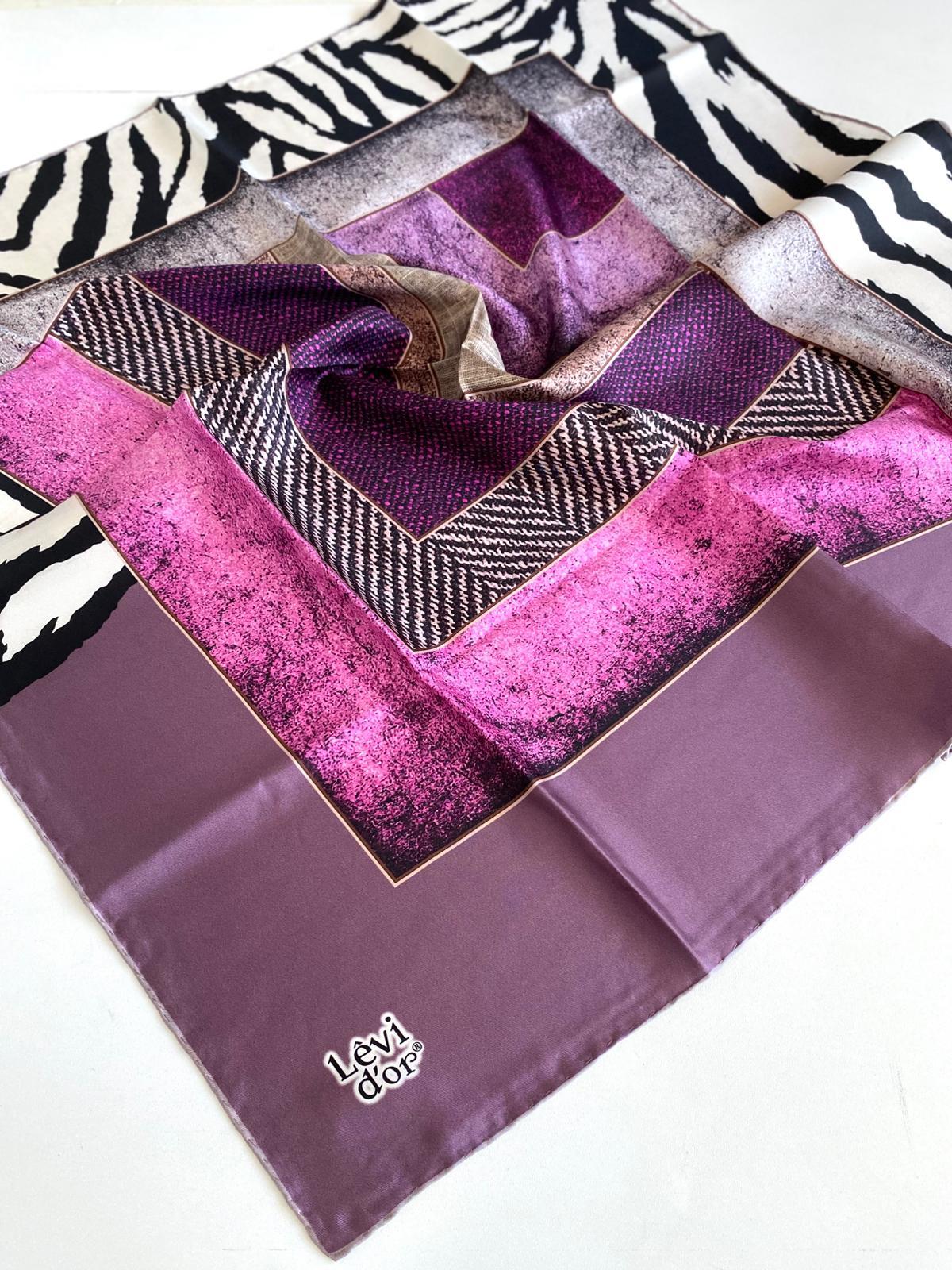 Levidor Tivil İpek Eşarp 46970 Mor Karışık Desen