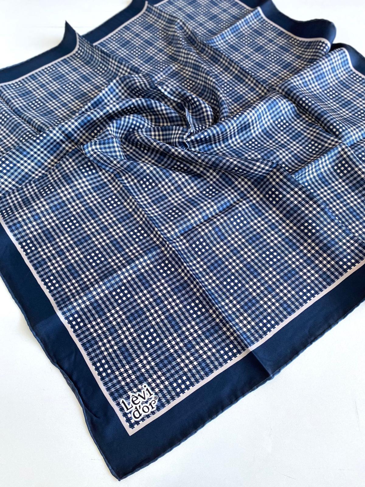 Levidor Silk Twill Scarf 47060 Blue Navy Mixed Pattern