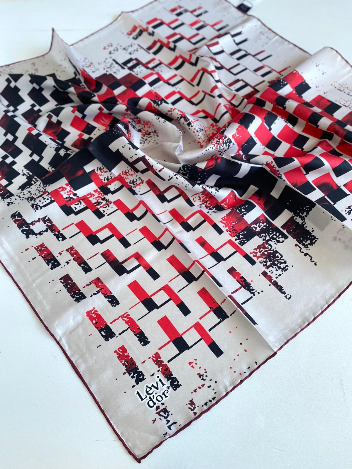 Levidor Silk Twill Scarf 47069 Stone Color Mixed Pattern