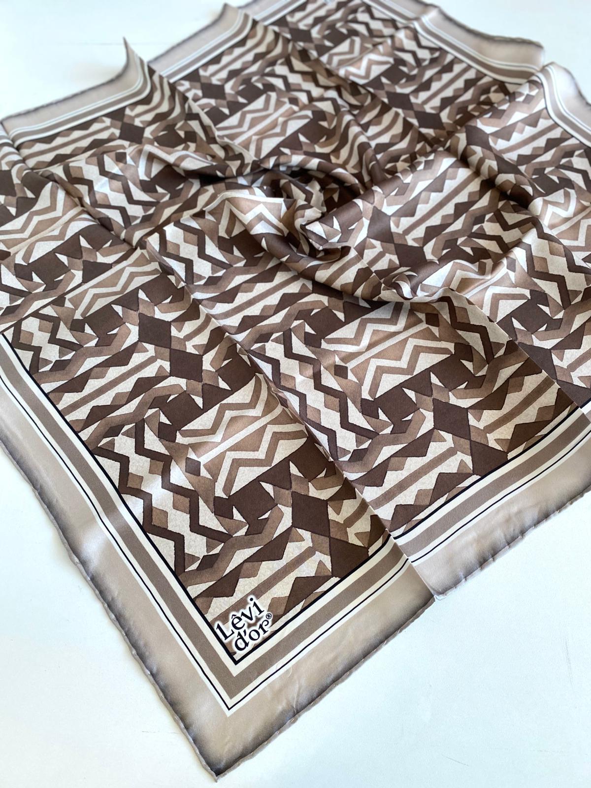 Levidor Twill Silk Scarf 47078 Brown Mixed Pattern
