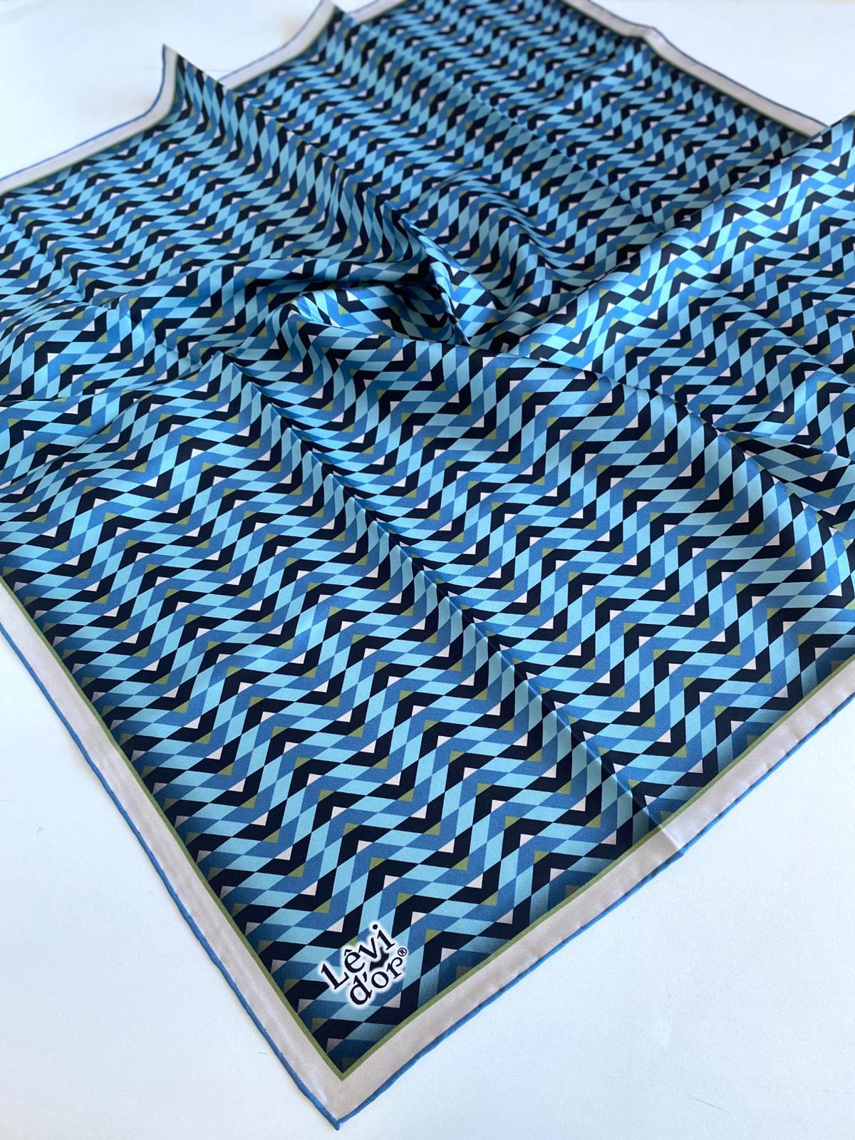 Levidor Tivil İpek Eşarp 47090 Mavi Karışık Desen