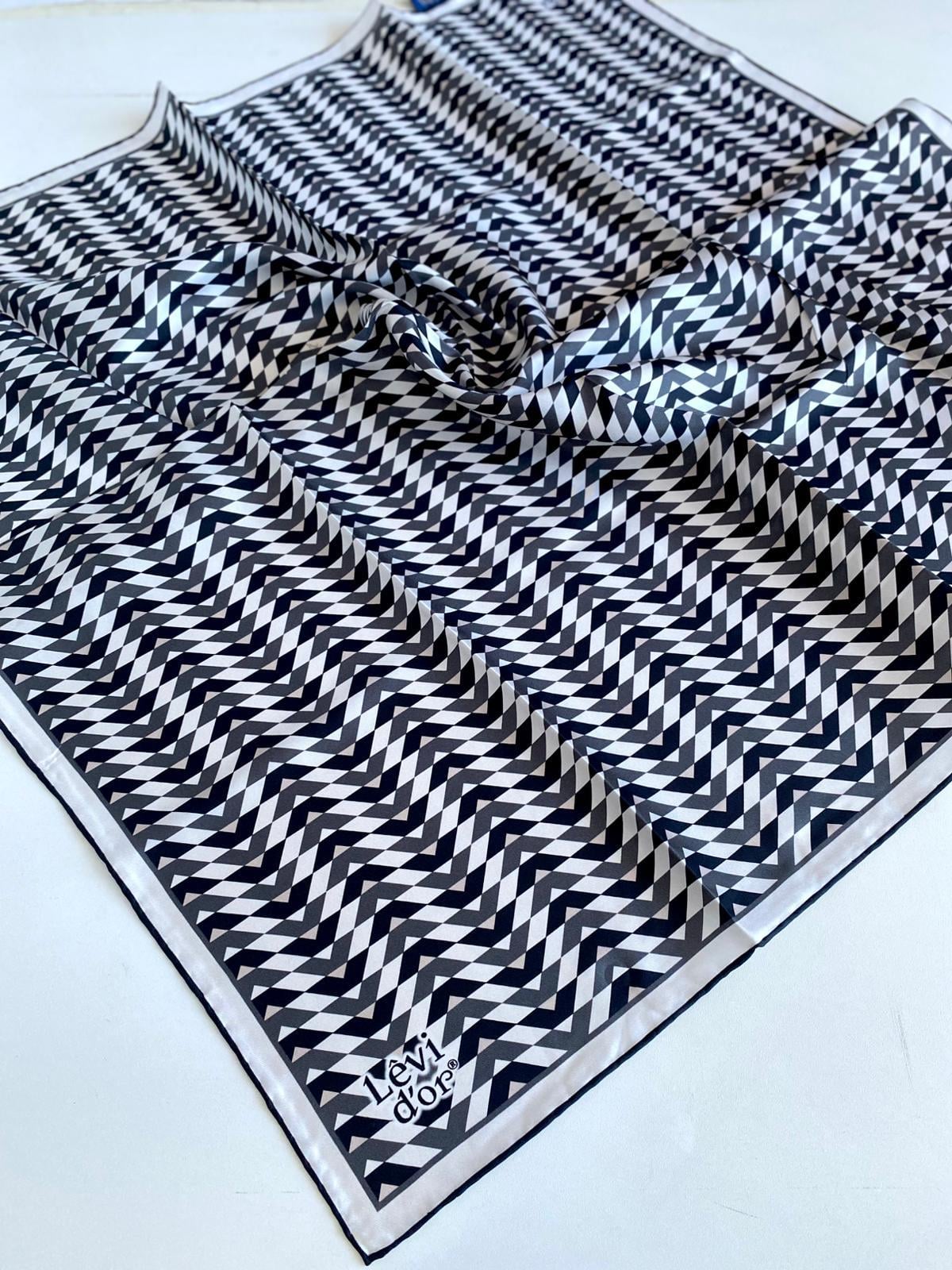 Levidor Tivil İpek Eşarp 47093 Siyah Karışık Desen