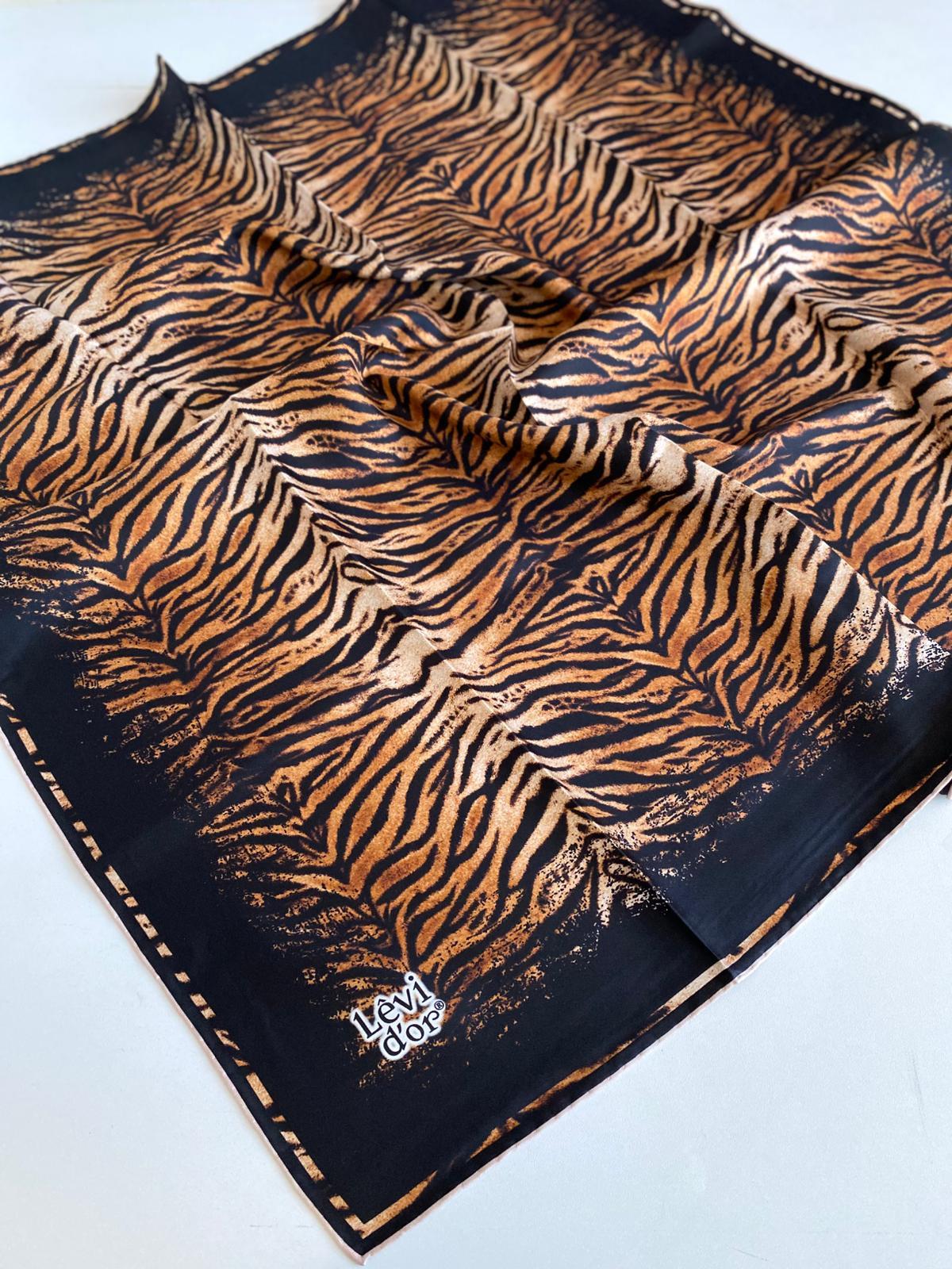 Levidor Twill Silk Scarf 47119 Black Mixed Pattern