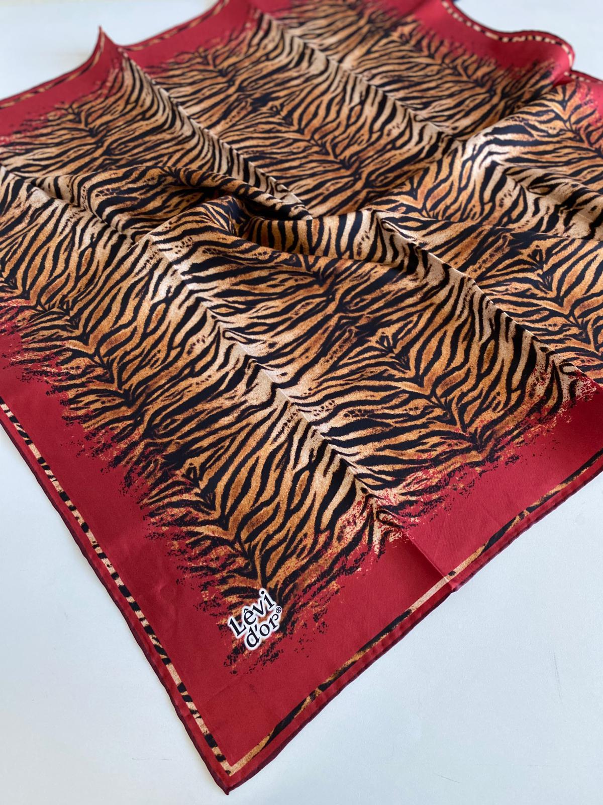 Levidor Twill Silk Scarf 47121 Red Mixed Pattern