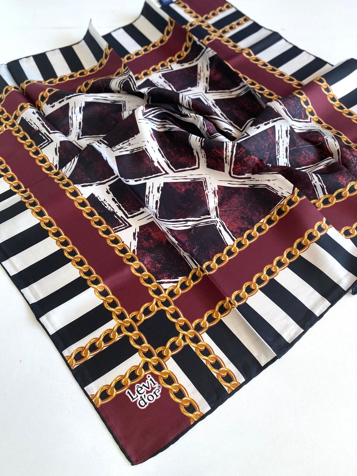 Levidor Twill Silk Scarf 48917 Black Mixed Pattern