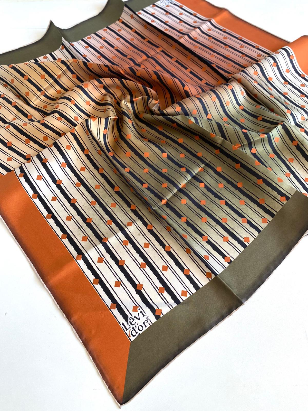 Levidor Silk Twill Scarf 48920 Green Mixed Pattern