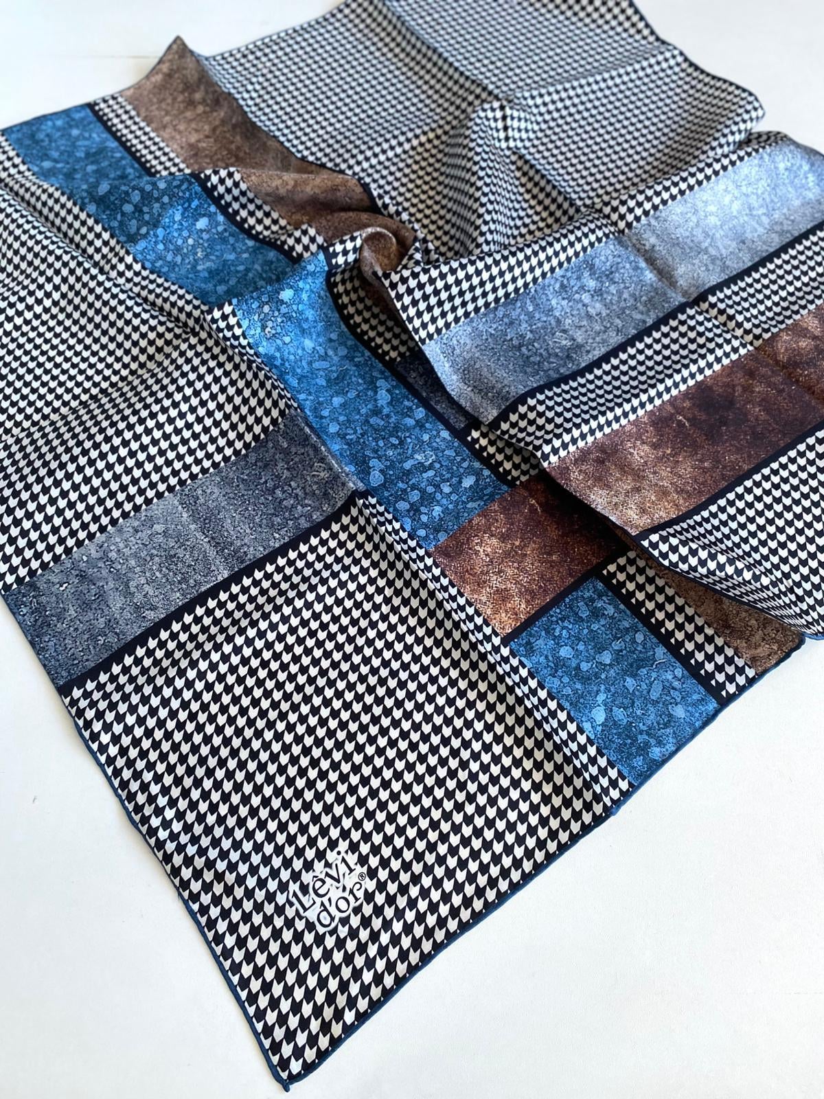 Levidor Twill Silk Scarf 48923 Black Mixed Pattern