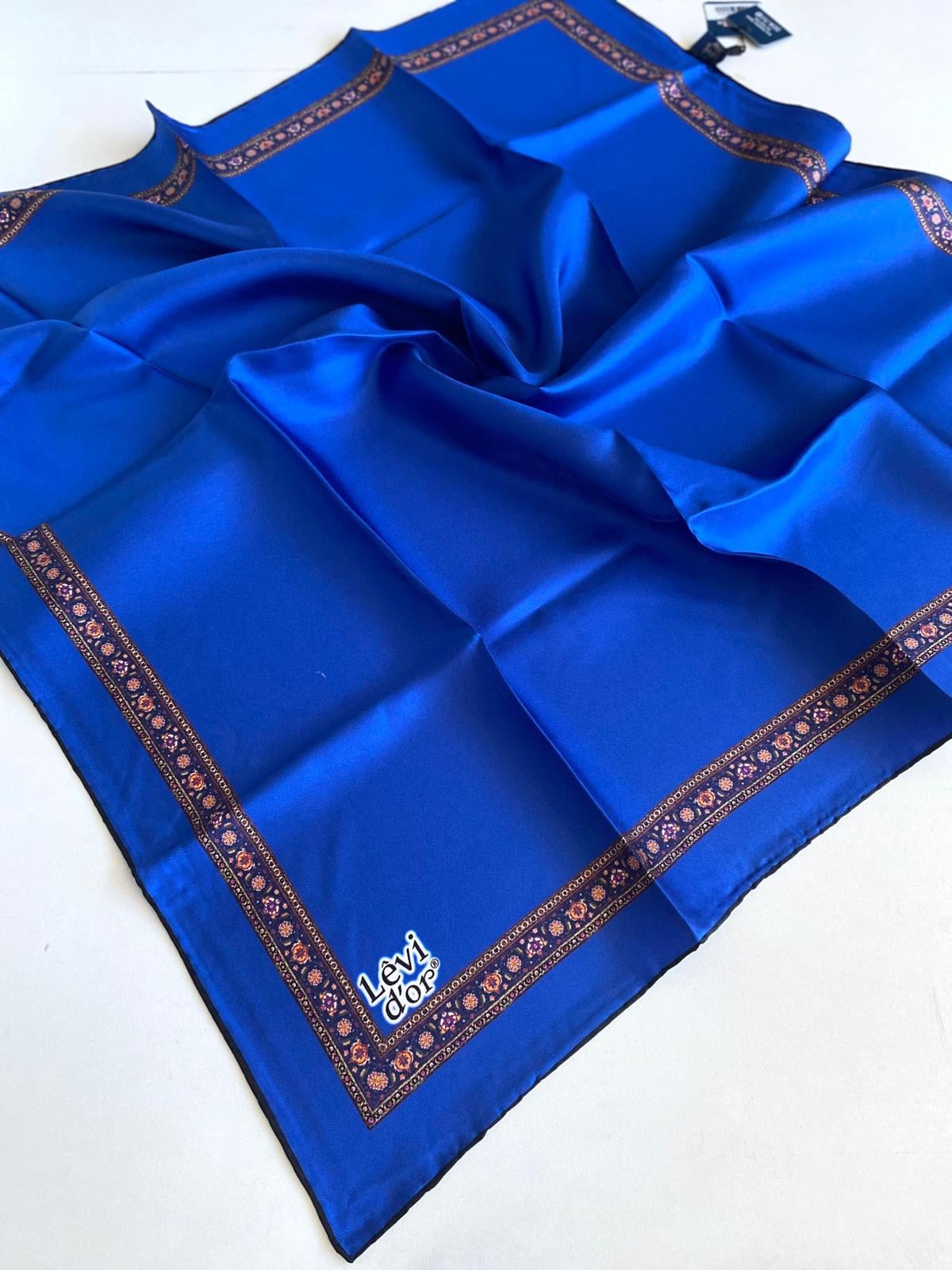 Levidor Twill Pure Silk Scarf 48930 Blue Mixed Pattern
