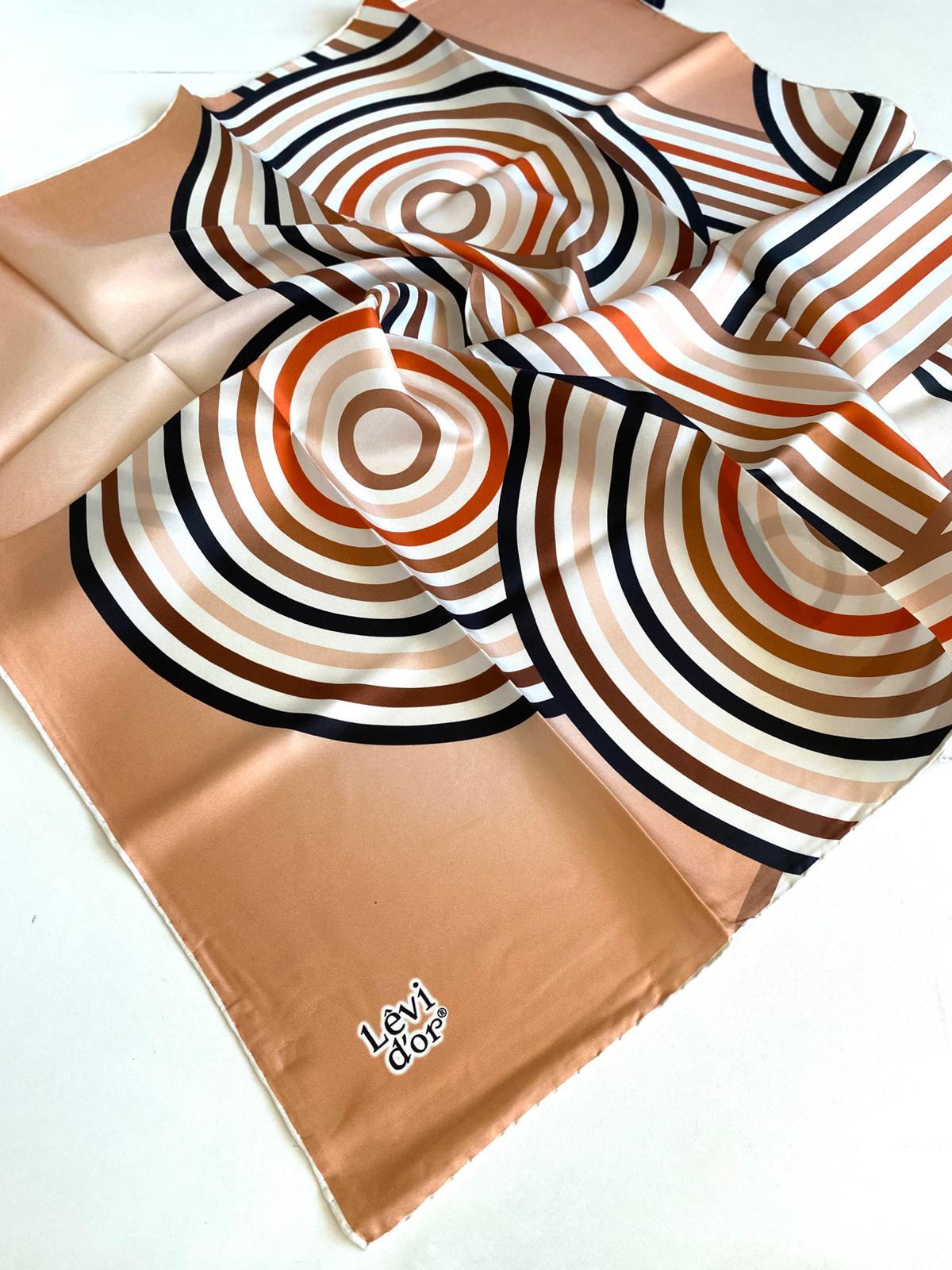 Levidor Twill Pure Silk Scarf 48936 Salmon Mixed Pattern