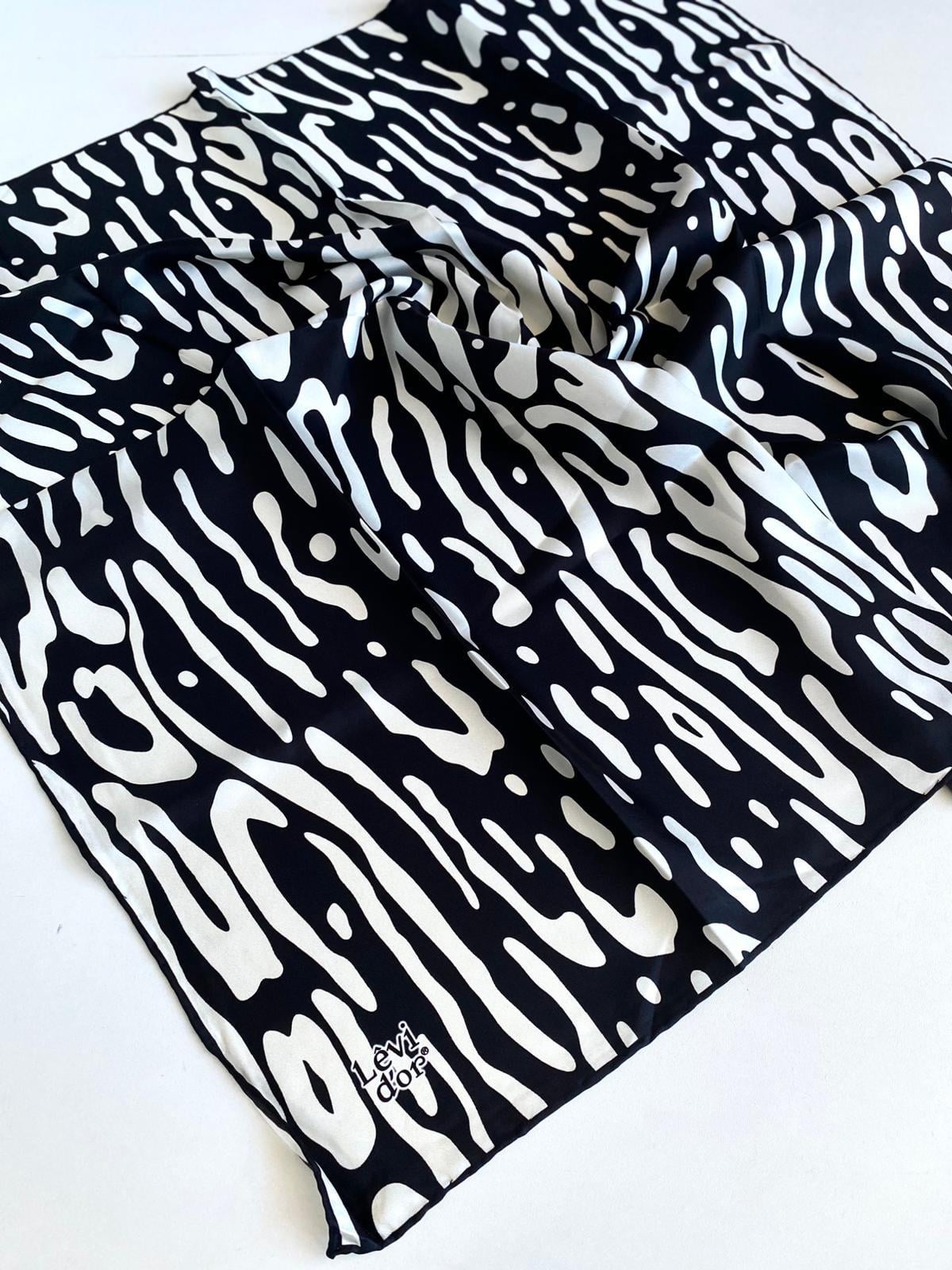 Levidor Twill Pure Silk Scarf 48970 Black Mixed Pattern