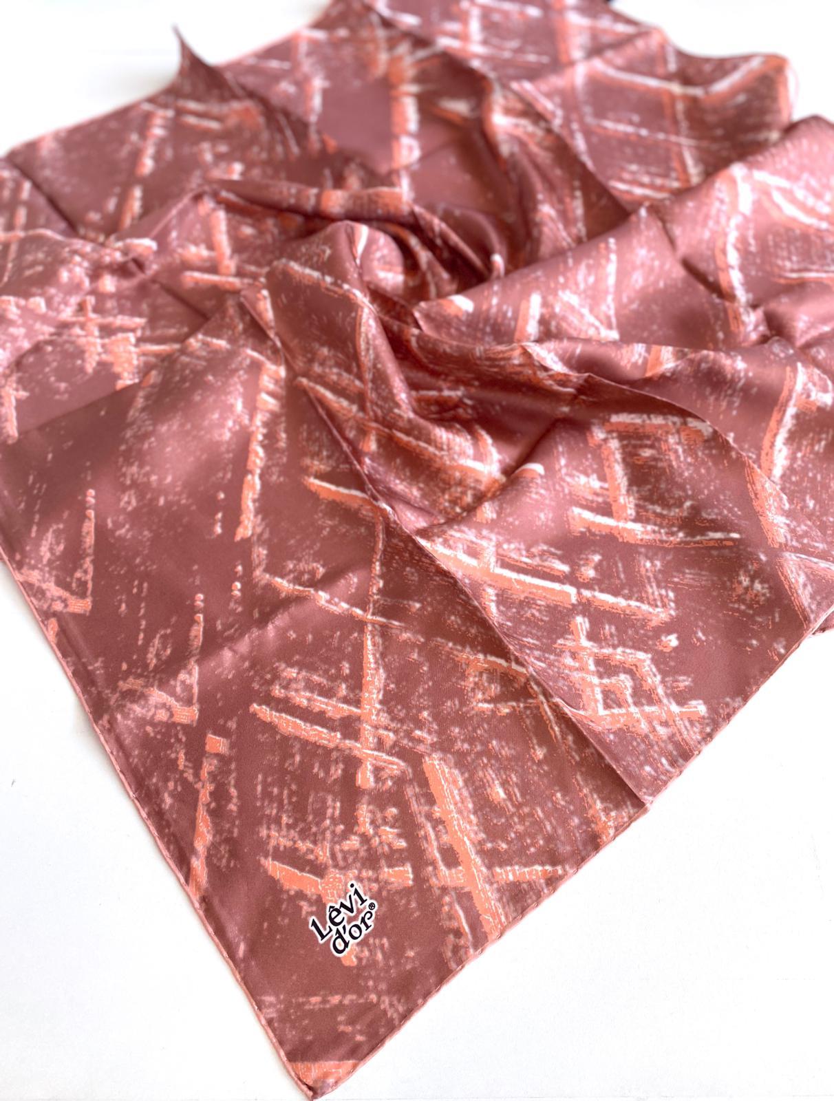 Levidor Twill Pure Silk Scarf 48980 Dusty Rose Mixed Pattern