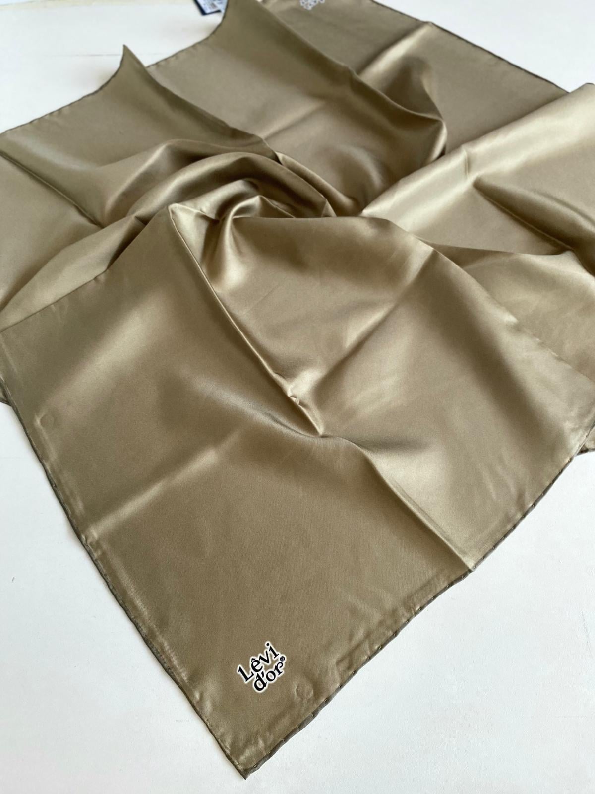 Levidor Twill Pure Silk Scarf 49203 Olive Green Plain Color