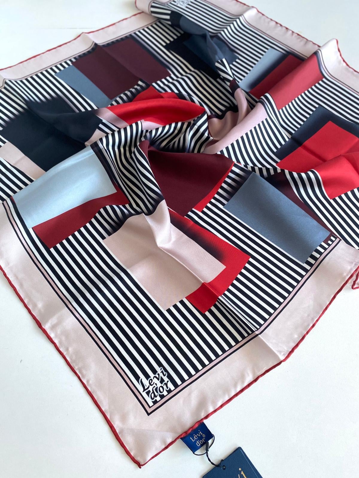 Levidor Tivil Saf İpek Eşarp 49213 Pudra Karışık Desen