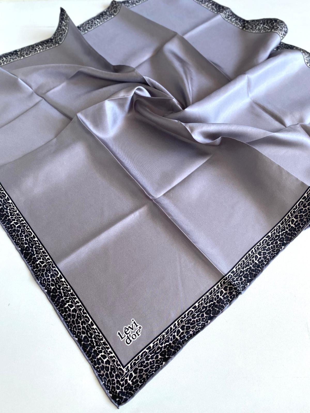 Levidor Twill Pure Silk Scarf 49216 Gray Mixed Pattern