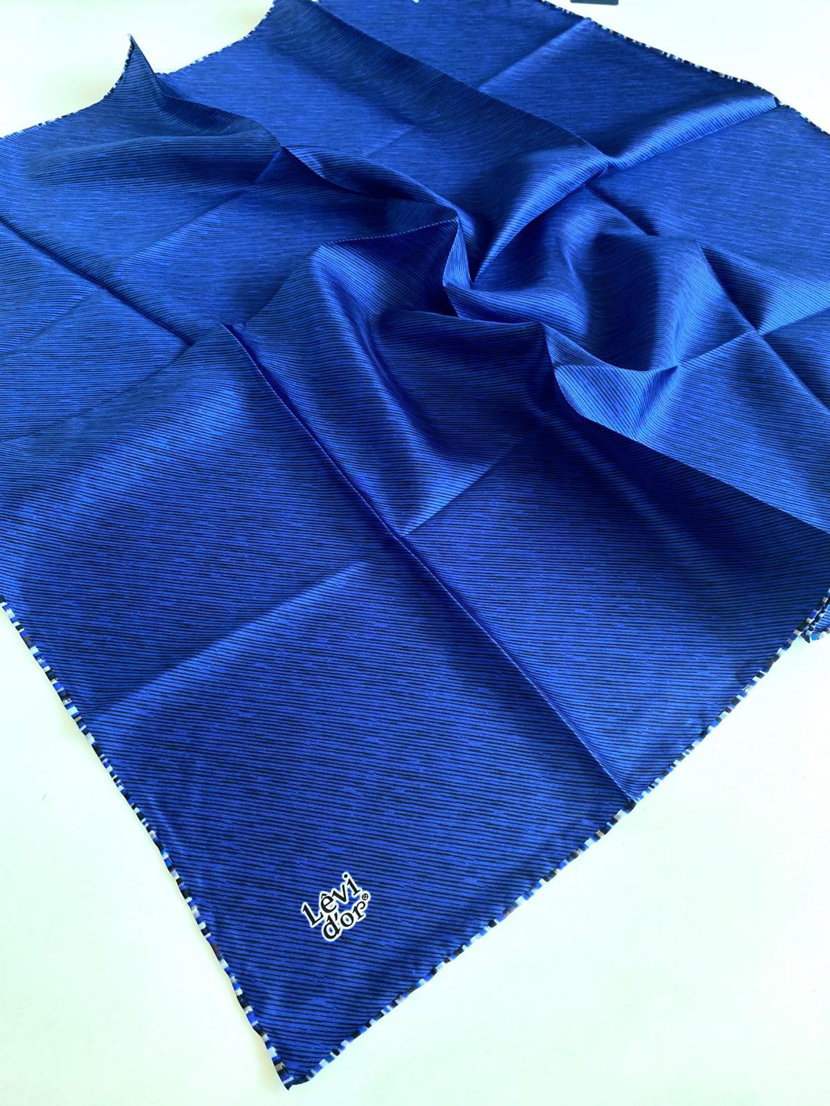 Levidor Twill Pure Silk Scarf 49221 Saxe Blue Mixed Pattern