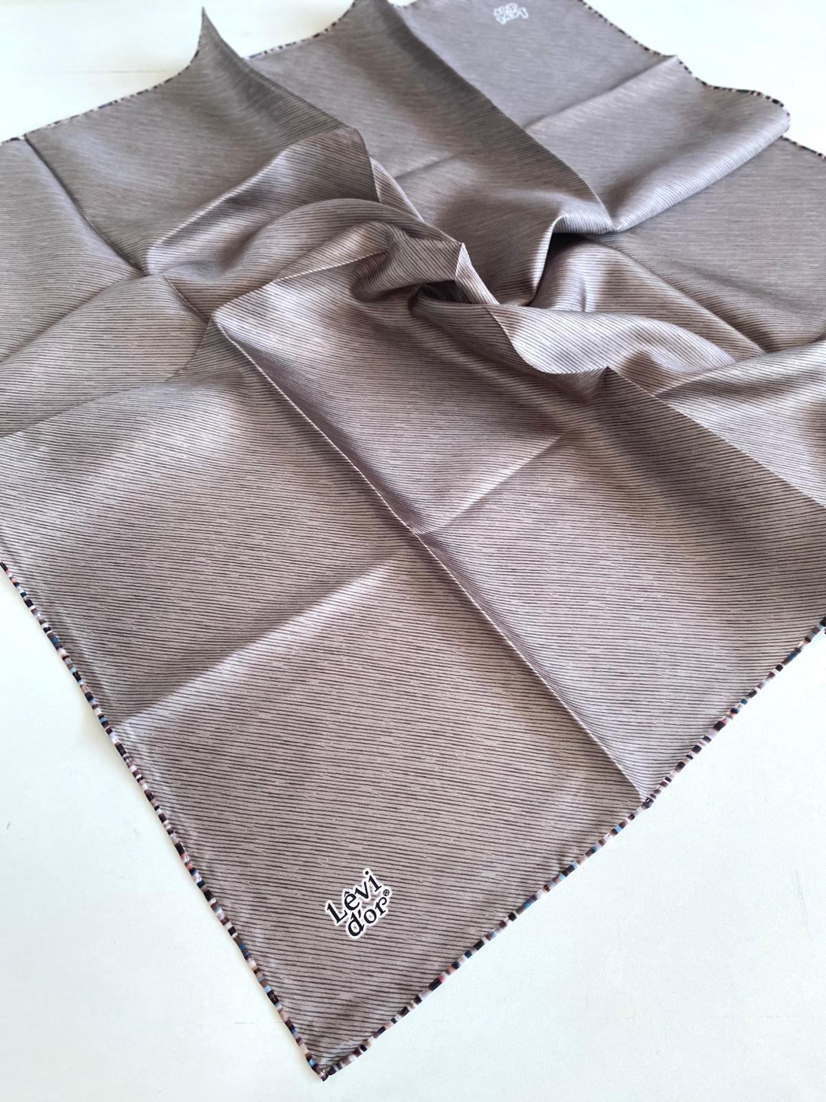 Levidor Twill Pure Silk Scarf 49226 Mink Mixed Pattern