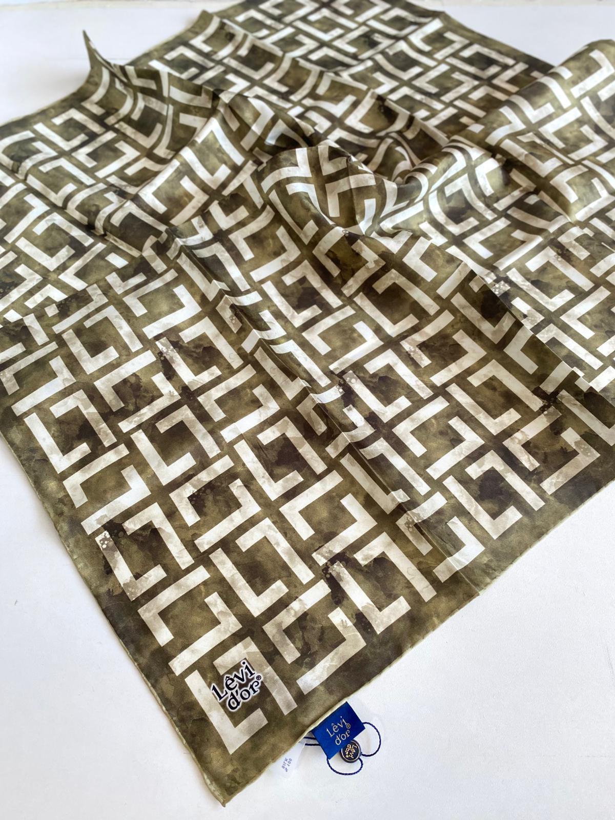 Levidor Tivil Saf İpek Eşarp 49250 Yeşil Karışık Desen