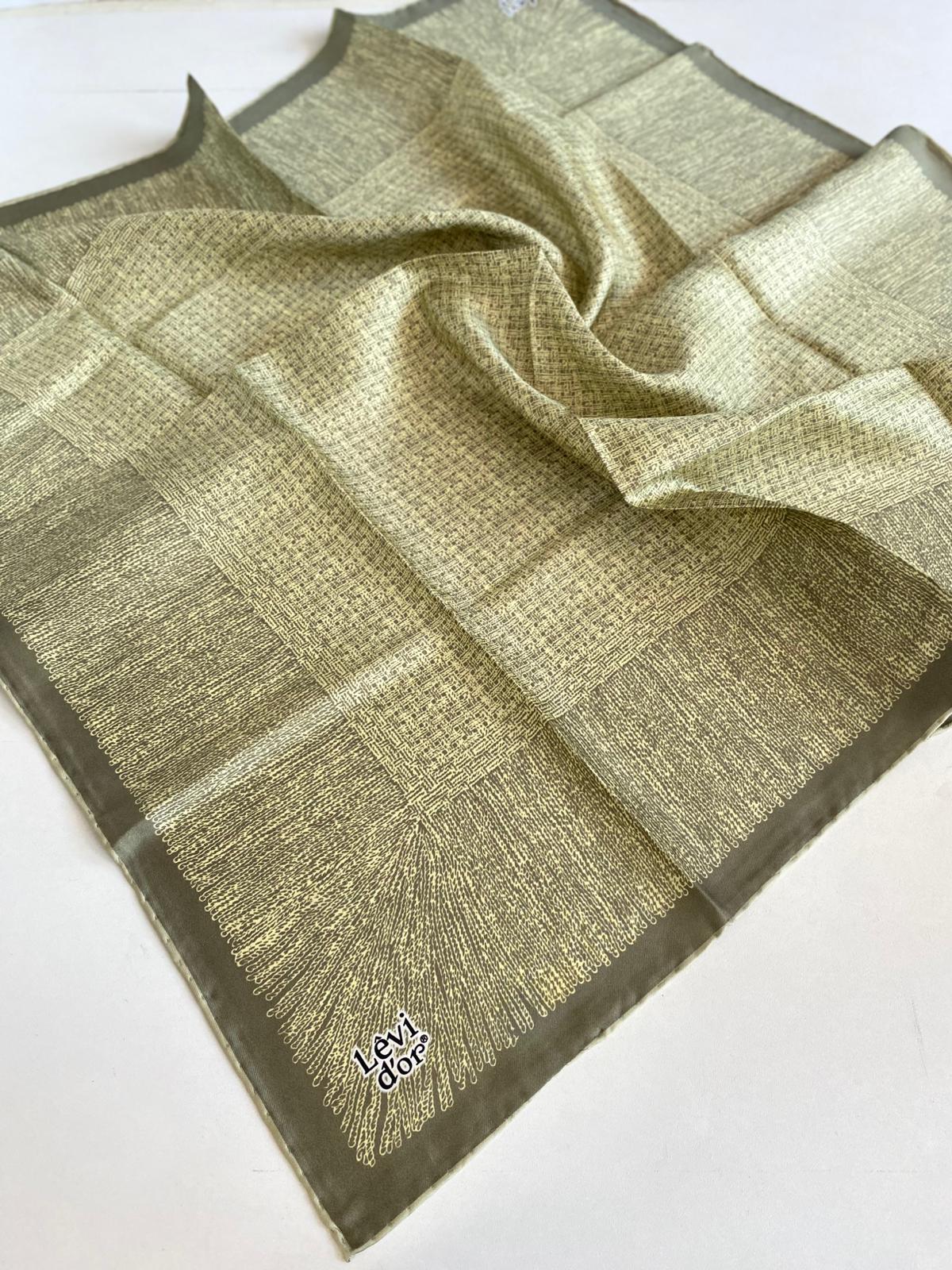 Levidor Twill Pure Silk Scarf 49267 Green Mixed Pattern