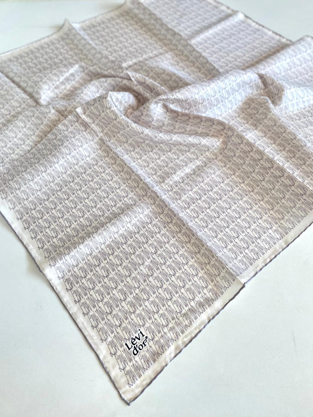 Levidor Twill Pure Silk Scarf 49352 Cream Mixed Pattern