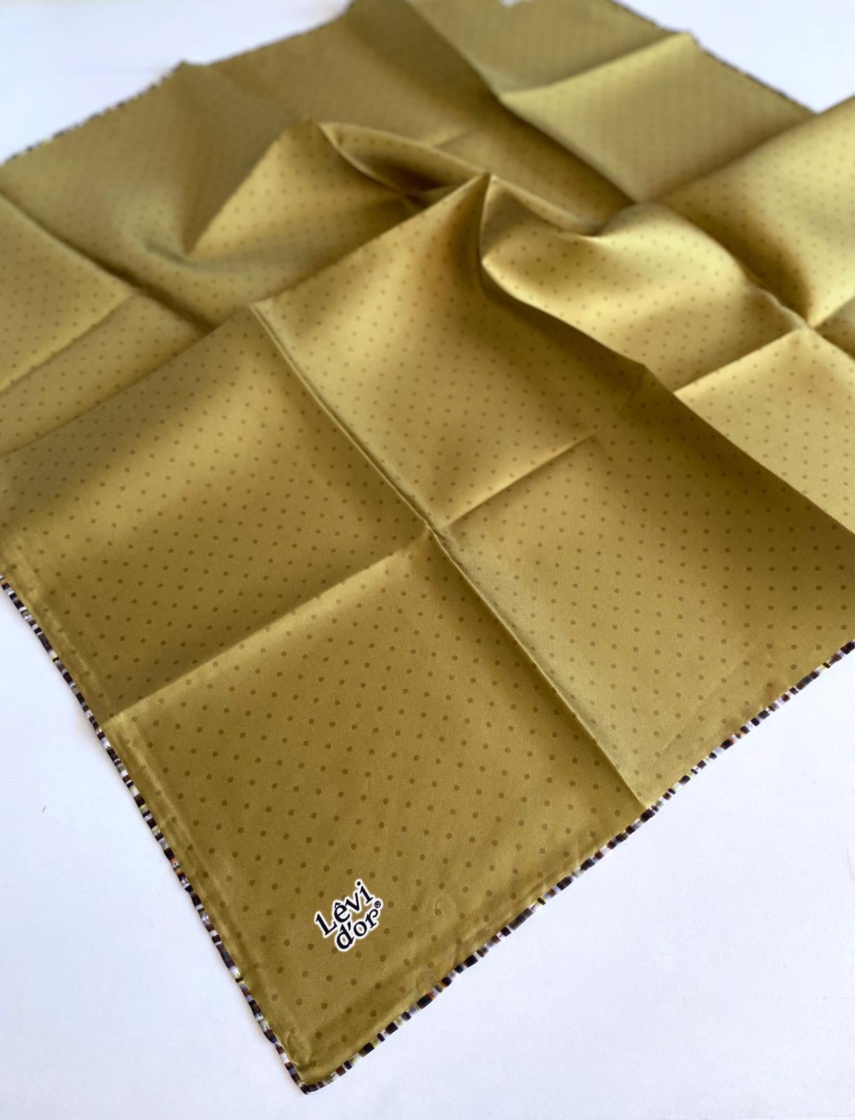 Levidor Twill Pure Silk Scarf 49354 Oil Green Mixed Pattern