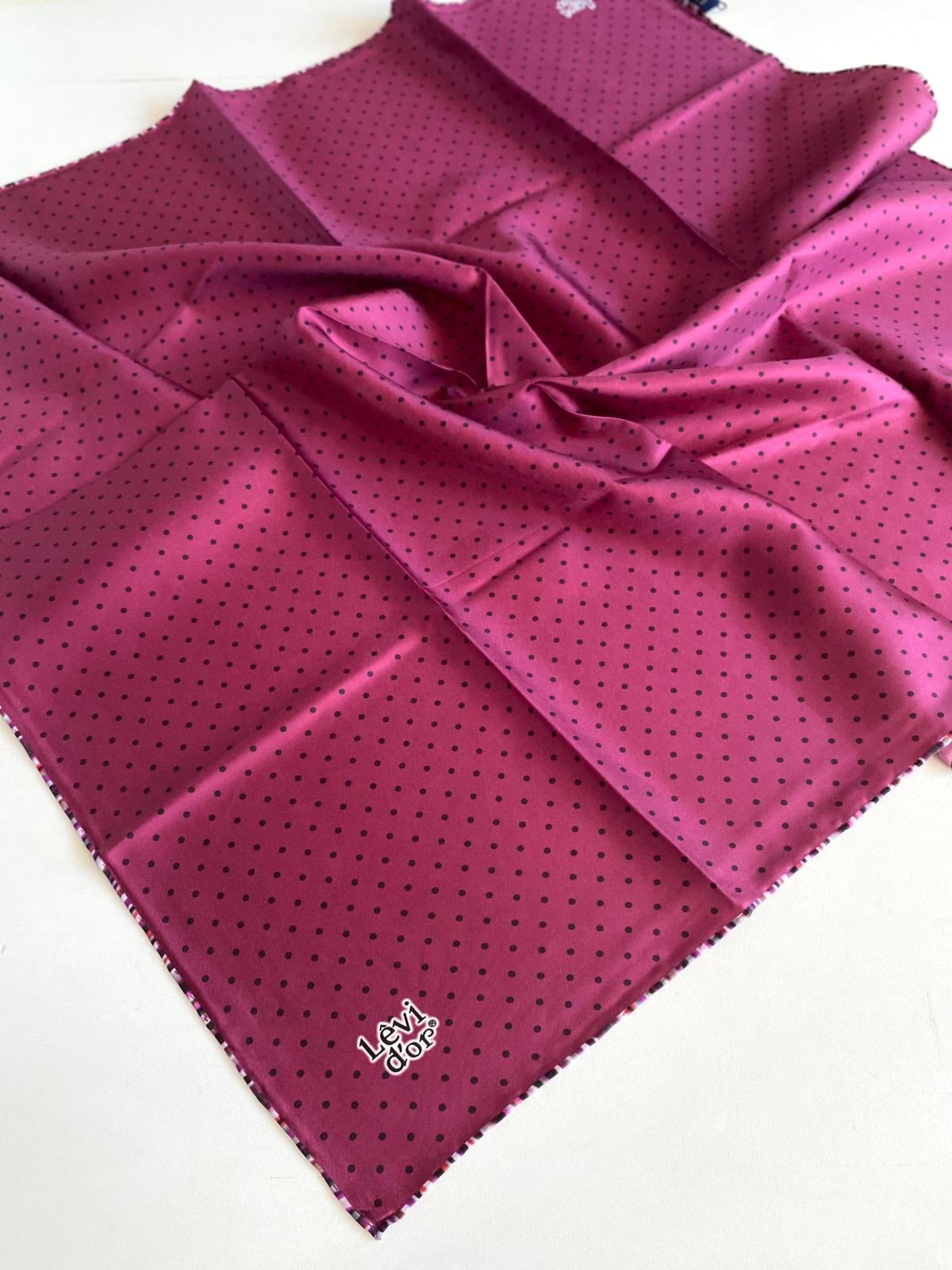 Levidor Twill Pure Silk Scarf 49355 Plum Mixed Pattern