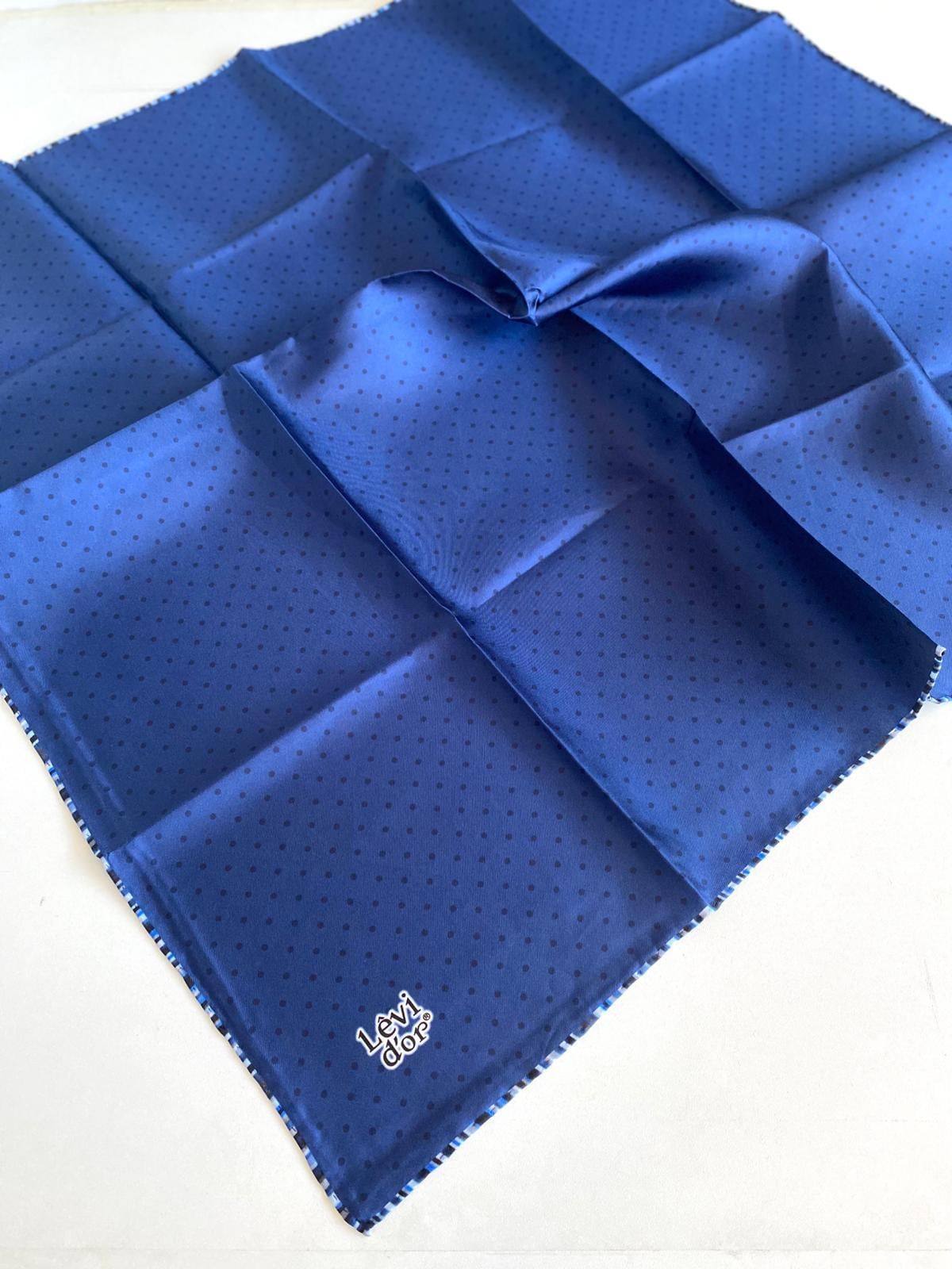 Levidor Twill Pure Silk Scarf 49356 Navy Blue Mixed Pattern