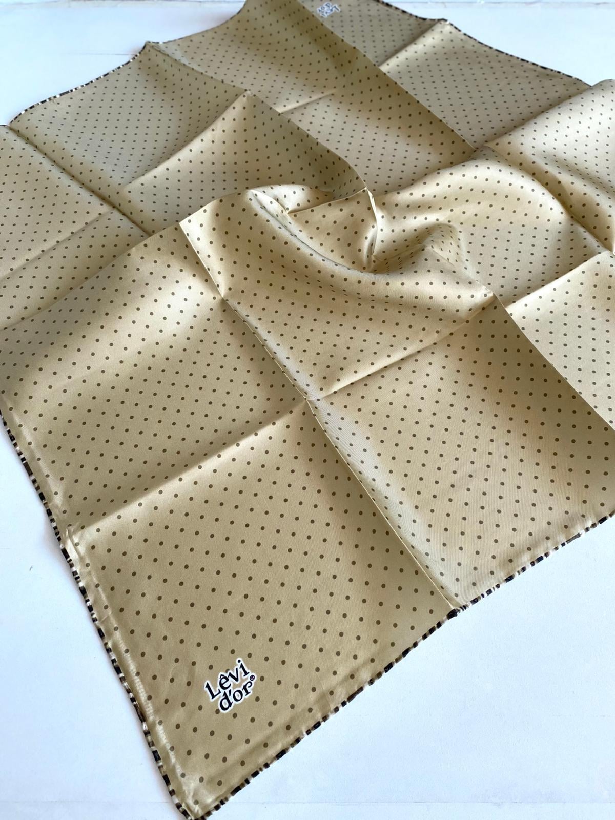 Levidor Twill Pure Silk Scarf 49358 Honey Foam Mixed Pattern